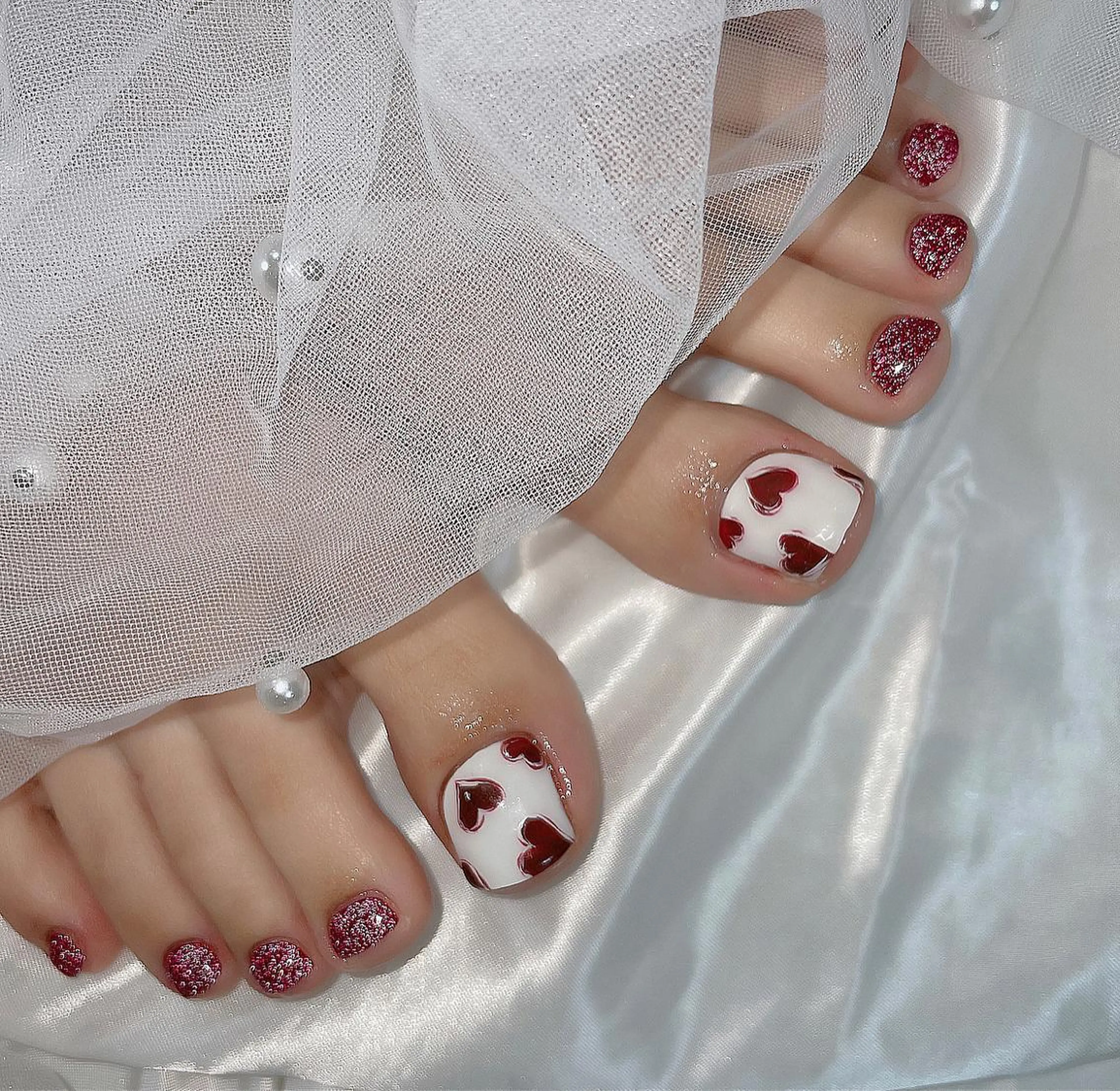 ネイル チークネイル フラッシュネイル フレンチネイル キラキラネイル 韓国ネイル フットネイル merci nailのネイルデザイン