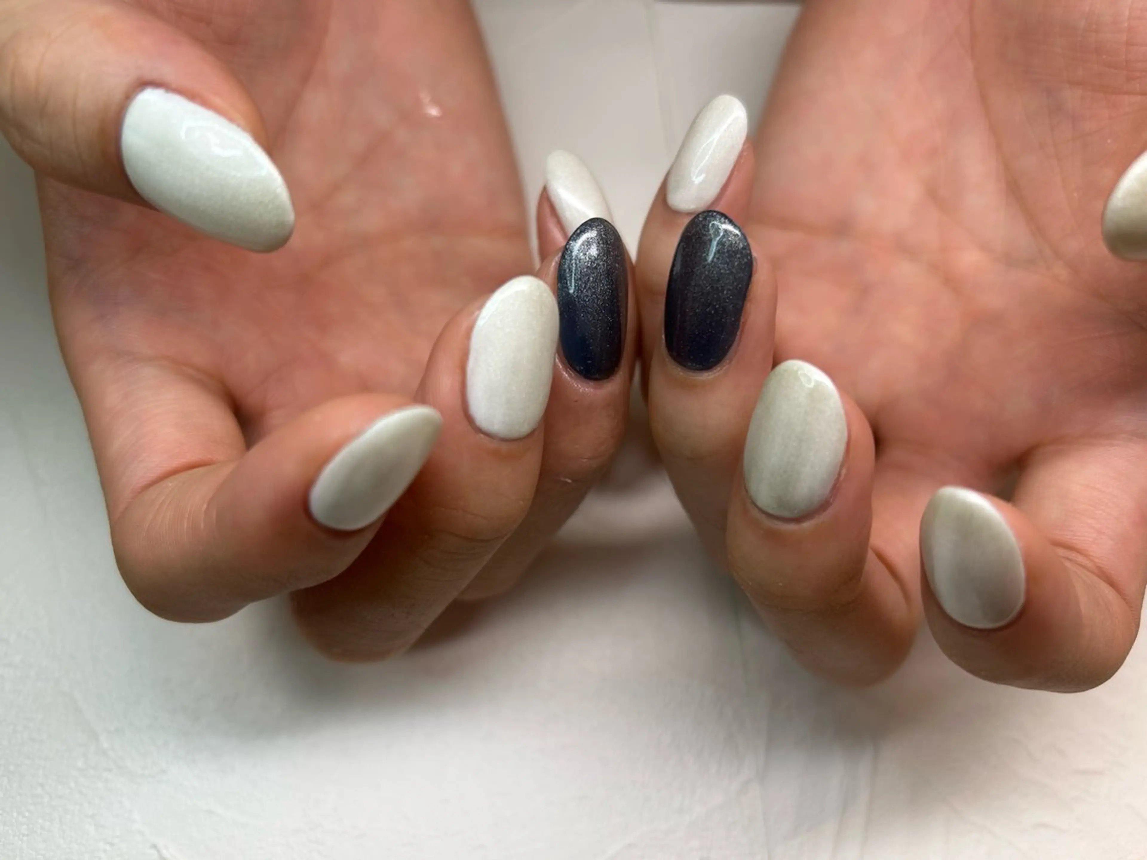 ネイル マグネットネイル メンズネイル ワンカラーネイル mellow:ｸﾙﾐ ﹡˖˟༝🎀˖˟ ༝のネイルデザイン