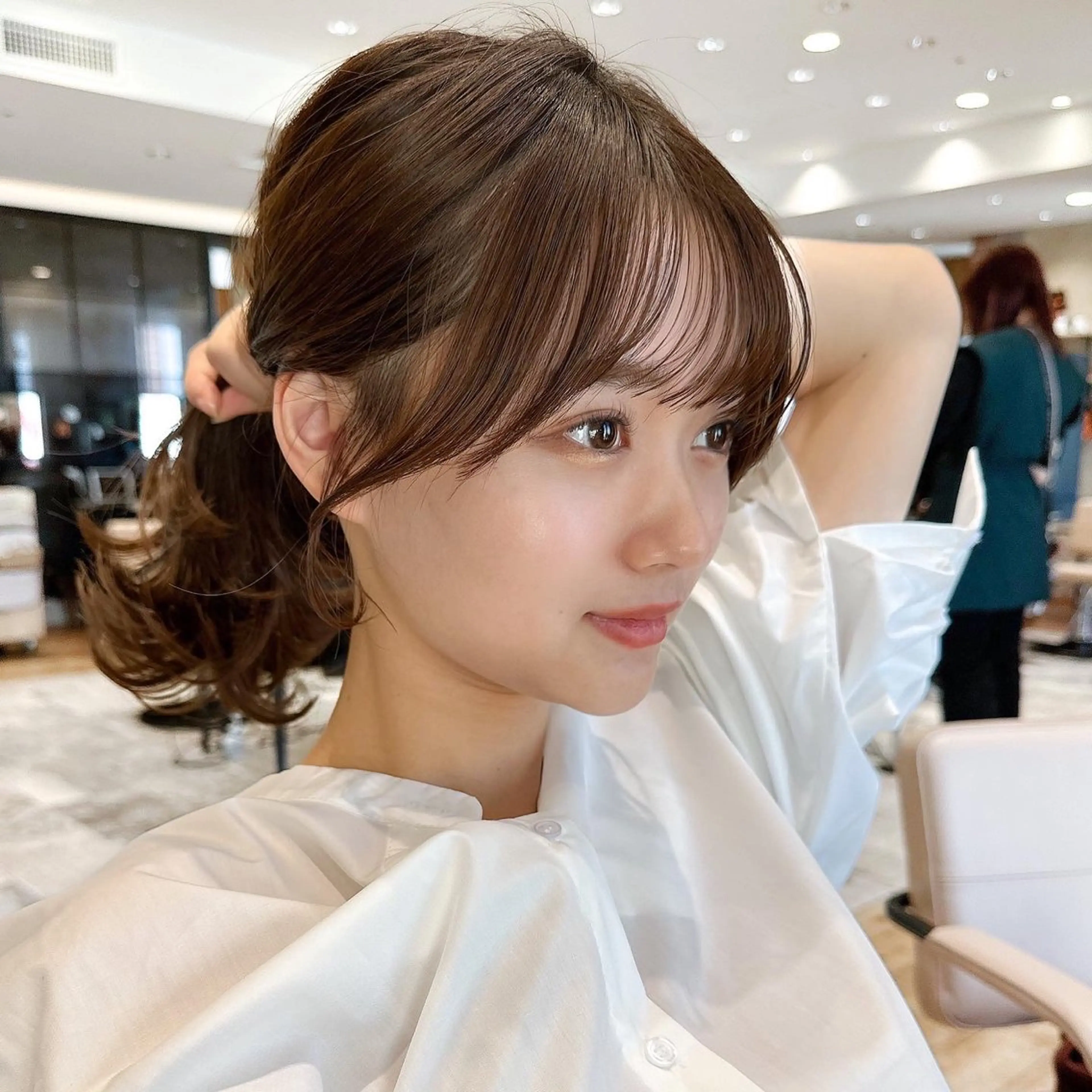 セミロング カラー ベージュカラー ブラウンカラー ブラウンベージュ くびれヘア 顔周りカット 顔周り/くびれヘア 韓国ヘア💕風間るなのヘアスタイル