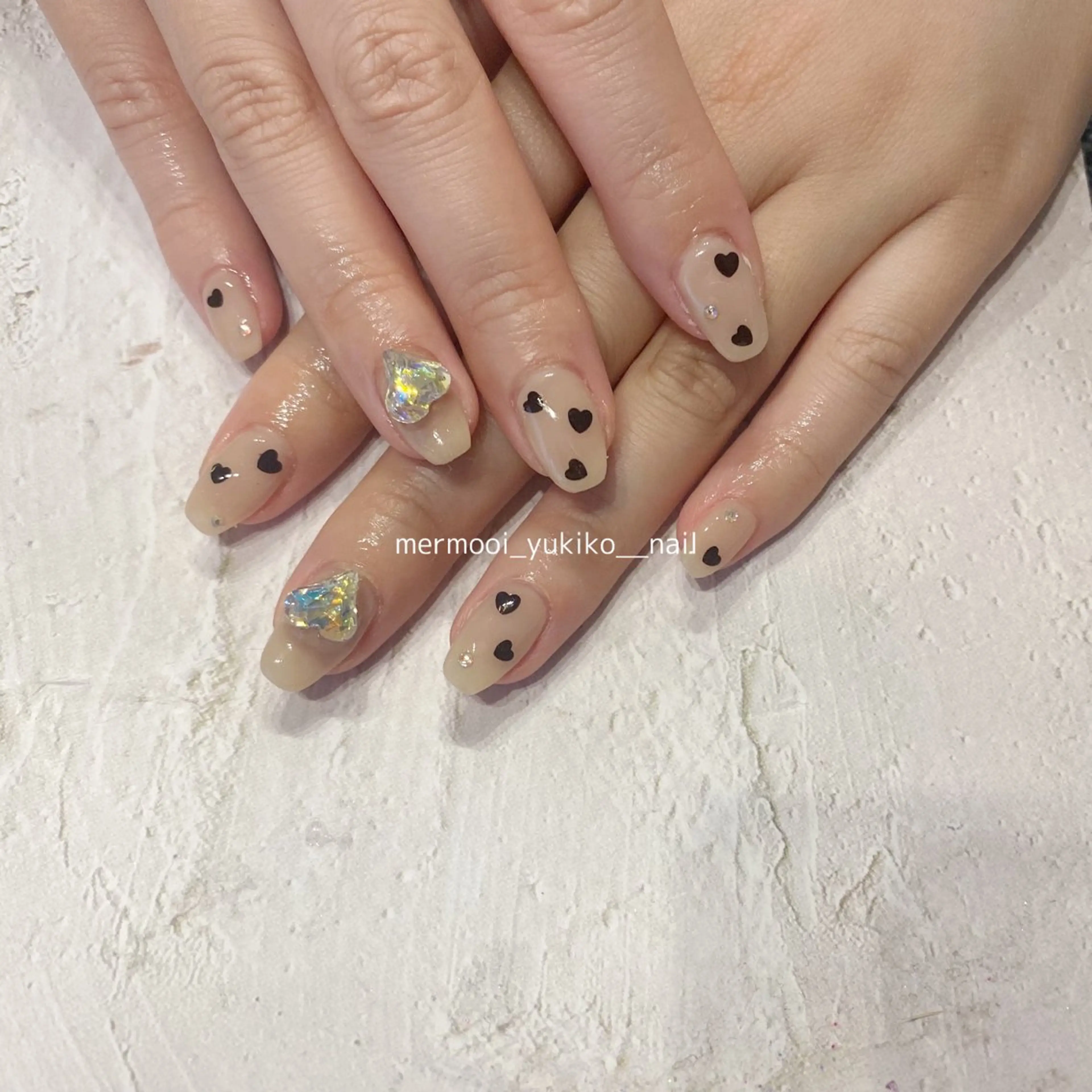 ネイル アートネイル ジェルネイル ハート 韓国ネイル パラジェル ハンドネイル mermooi所属・melumooi nailのネイルデザイン