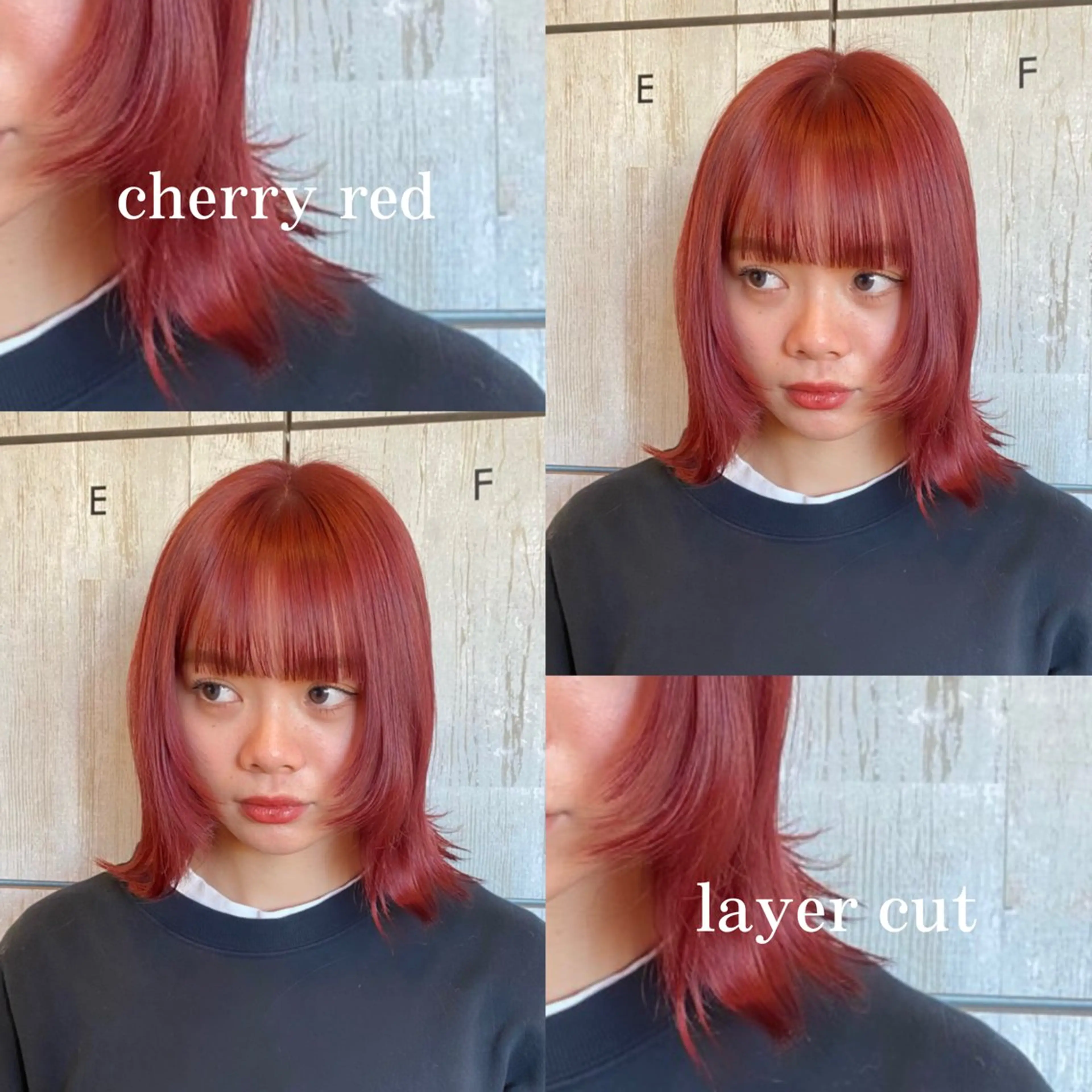 ミディアム カラー レッドカラー レイヤーカット 似合わせレイヤー/ Wカラー🧸こころのヘアスタイル