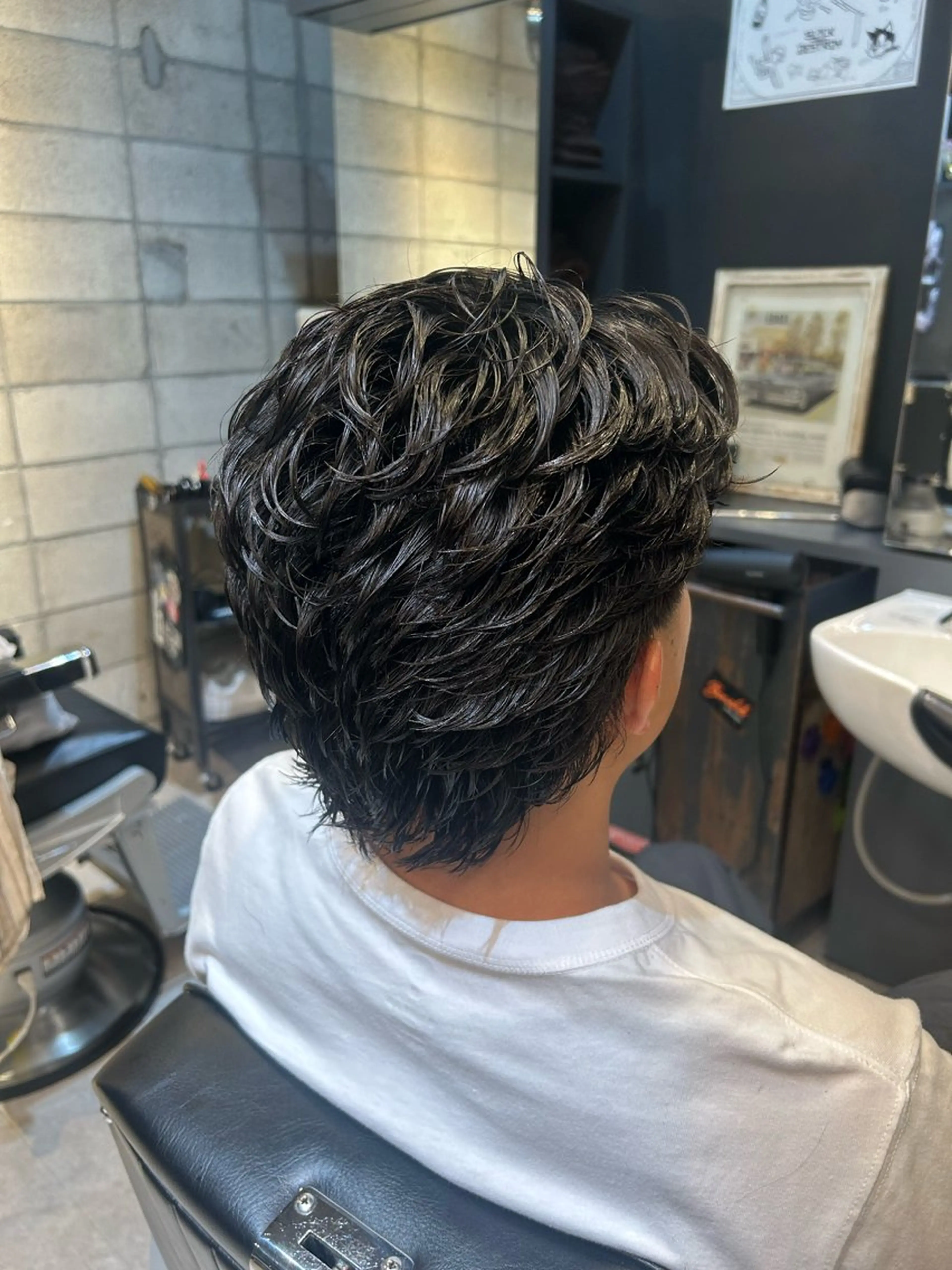 ミディアム パーマ メンズ 中津川 侑那のヘアスタイル
