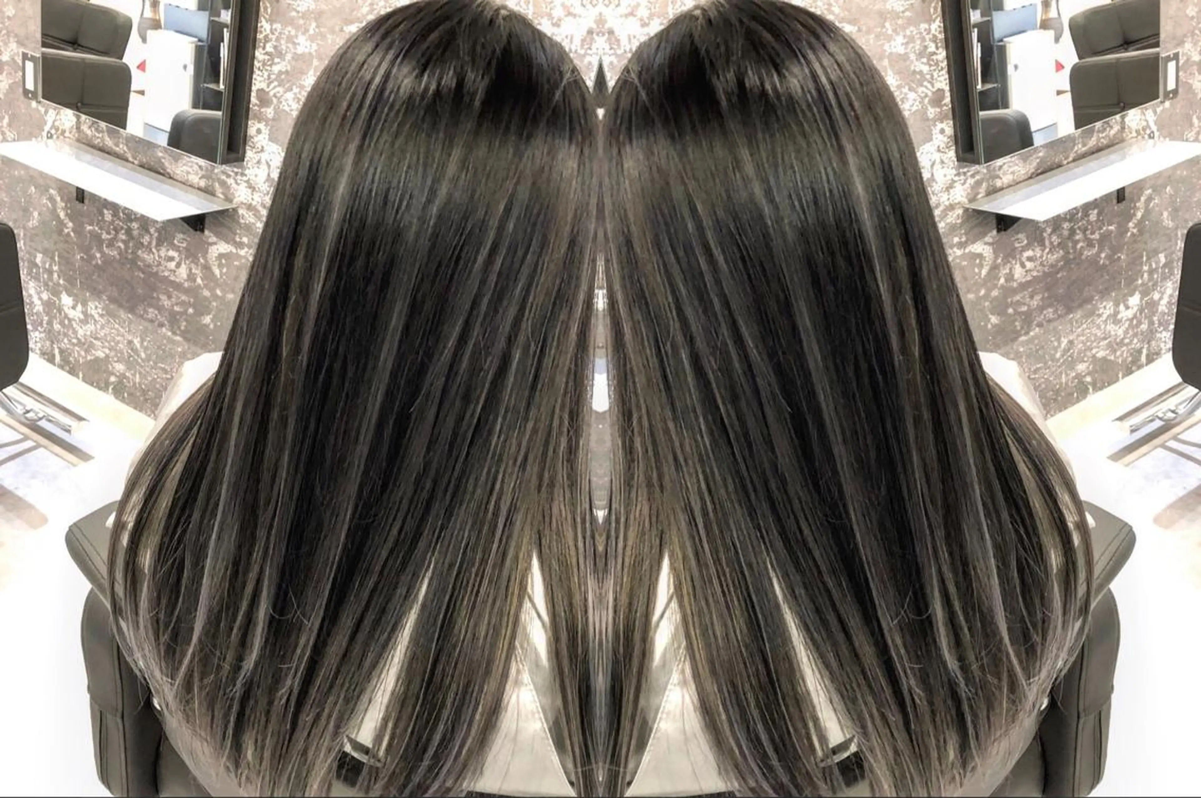 セミロング カラー ヘアアレンジ バレイヤージュ デザインカラー ハイライトカラー ハイライト レイヤーカット アンドウ ユウ/ レイヤーカット/韓国のヘアスタイル