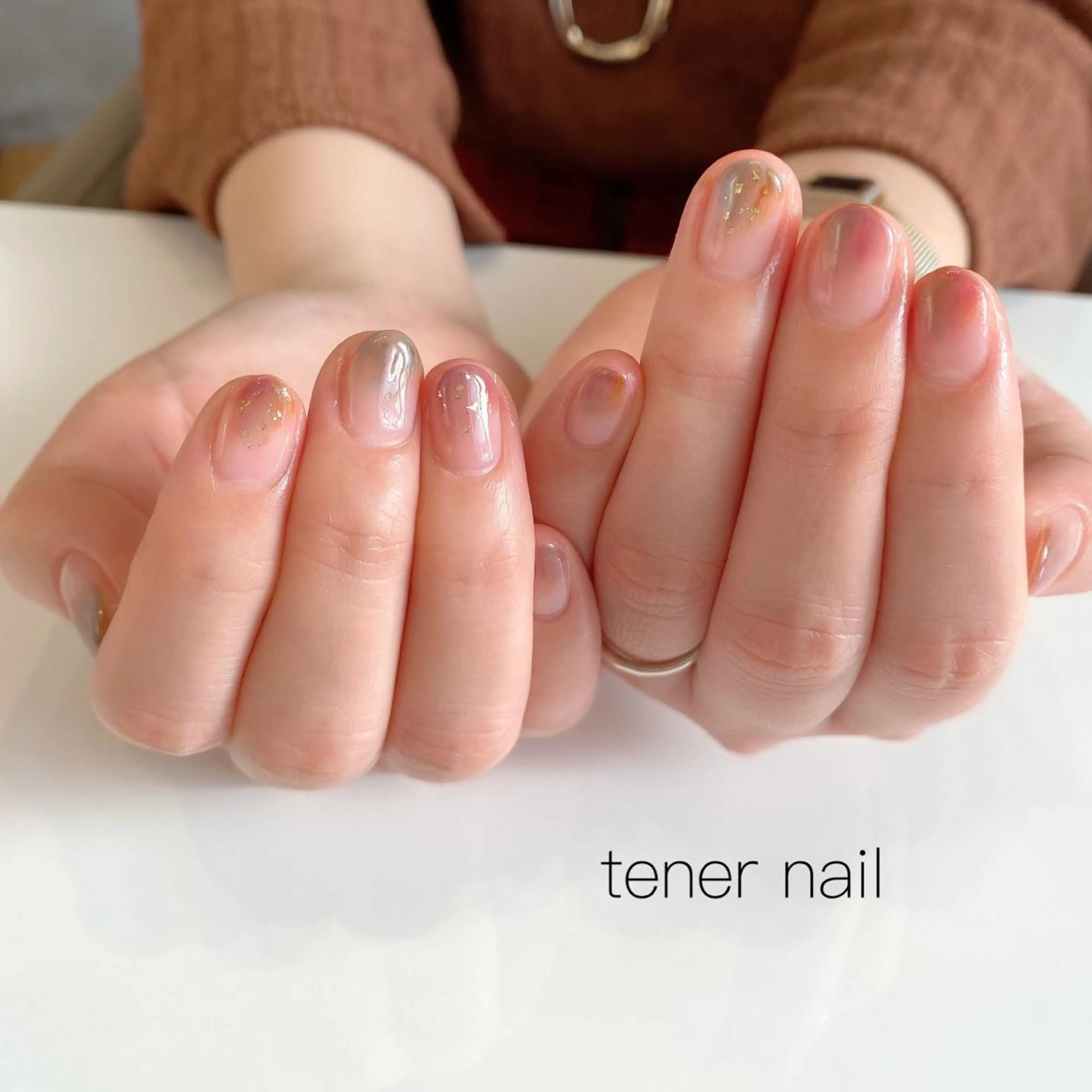ネイル ブルー グラデーション ニュアンスネイル ピンク テネルネイル tener nailのネイルデザイン