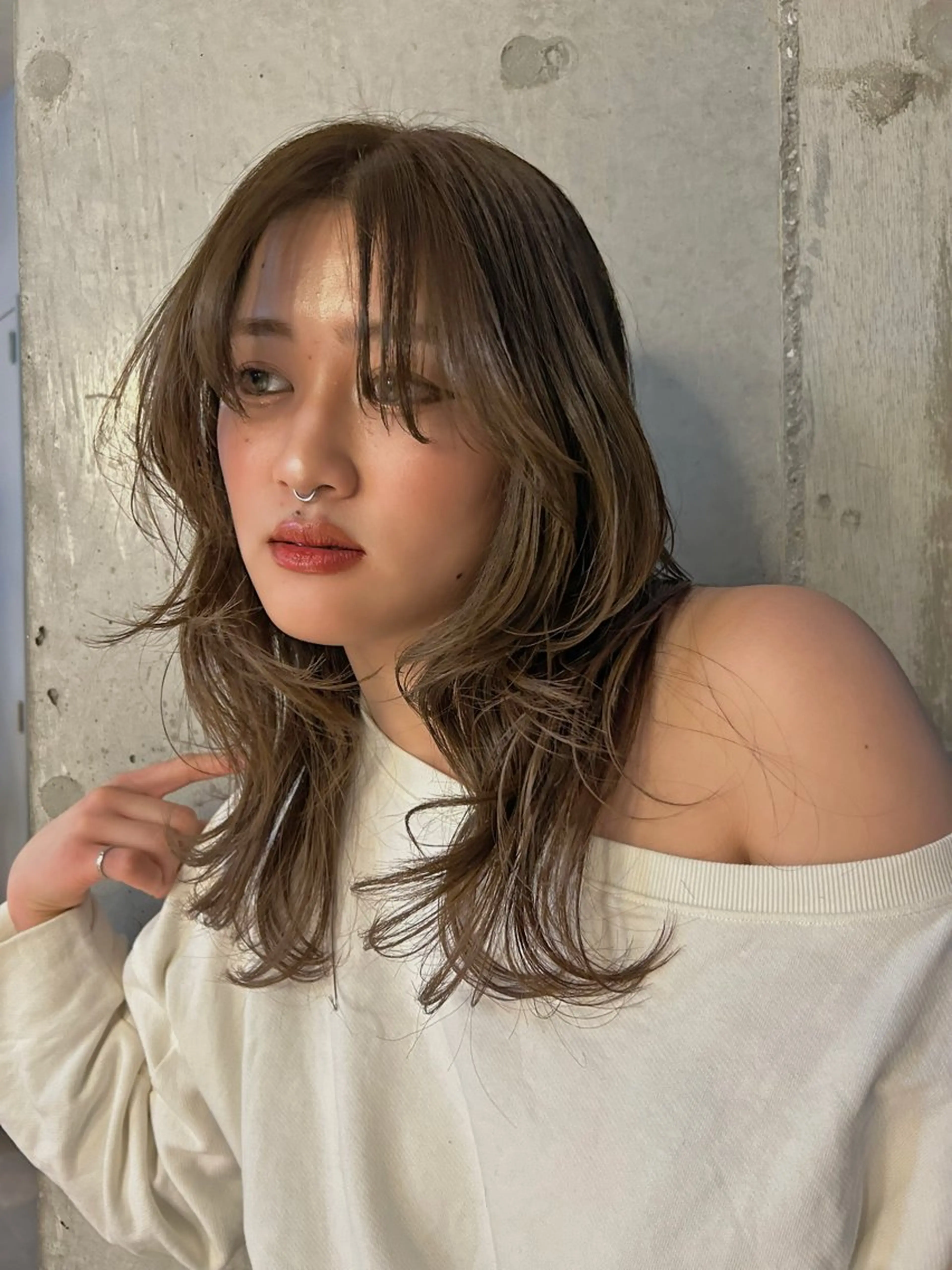 セミロング カラー レイヤーカット カット ヘアカラー トリートメント 葉月/ボブ/ 透明感カラー／中目黒のヘアスタイル