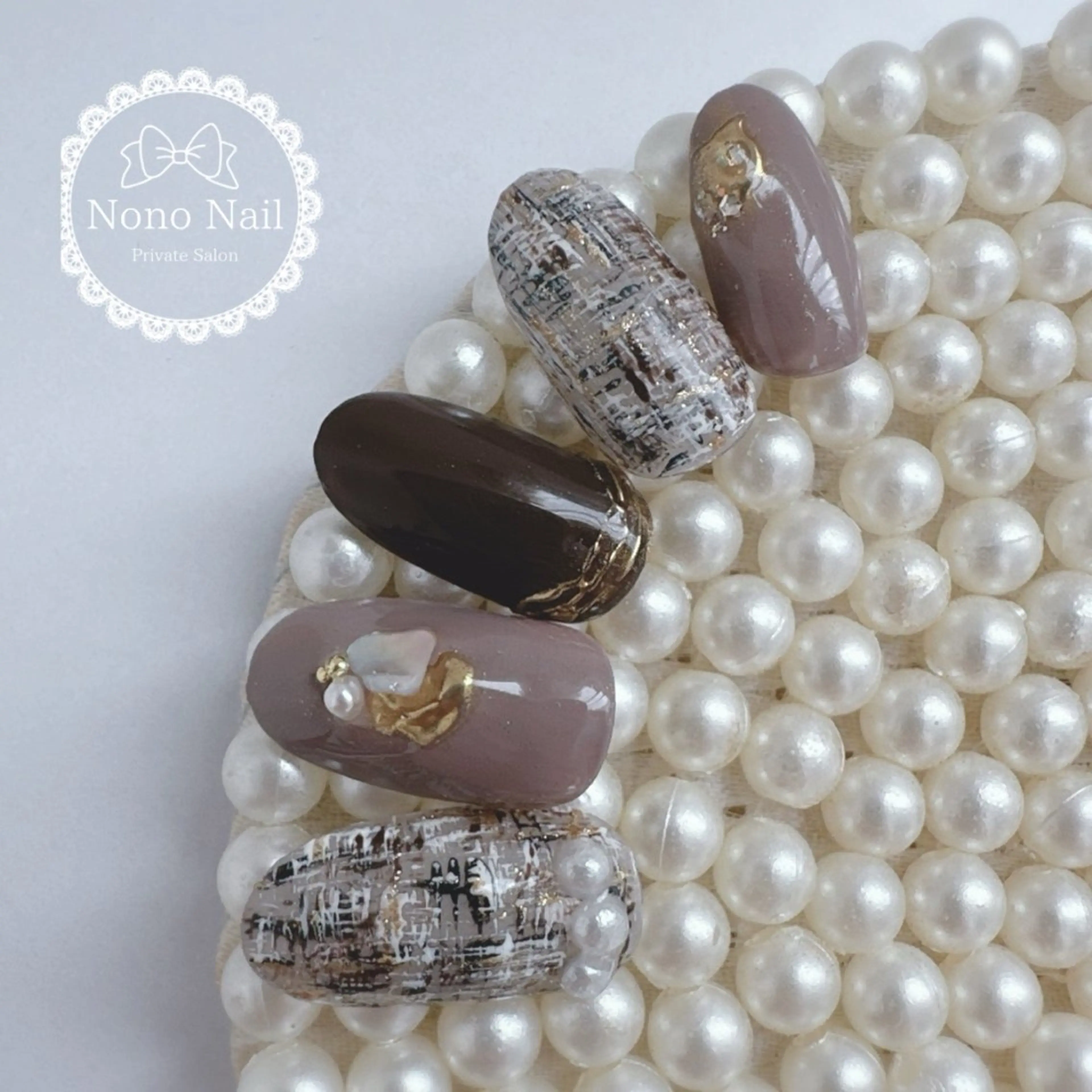 ネイル ブラウン 冬ネイル ハンドネイル Nono Nail ノノネイルのネイルデザイン