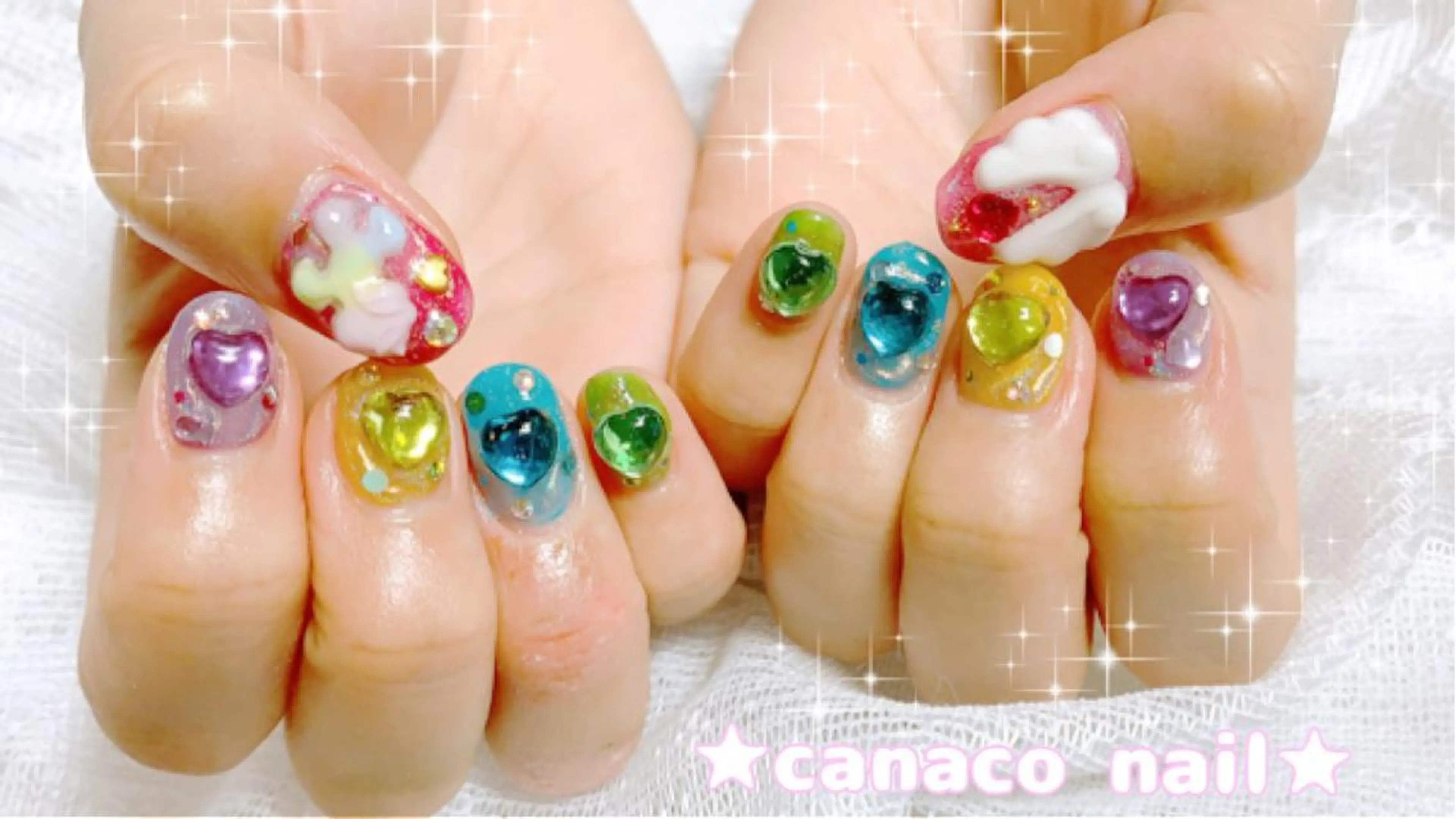 ネイル アートネイル クリアネイル ジェルネイル キラキラネイル パラジェル ハンドネイル ハンドケア ベテランネイル cnc  nailのネイルデザイン