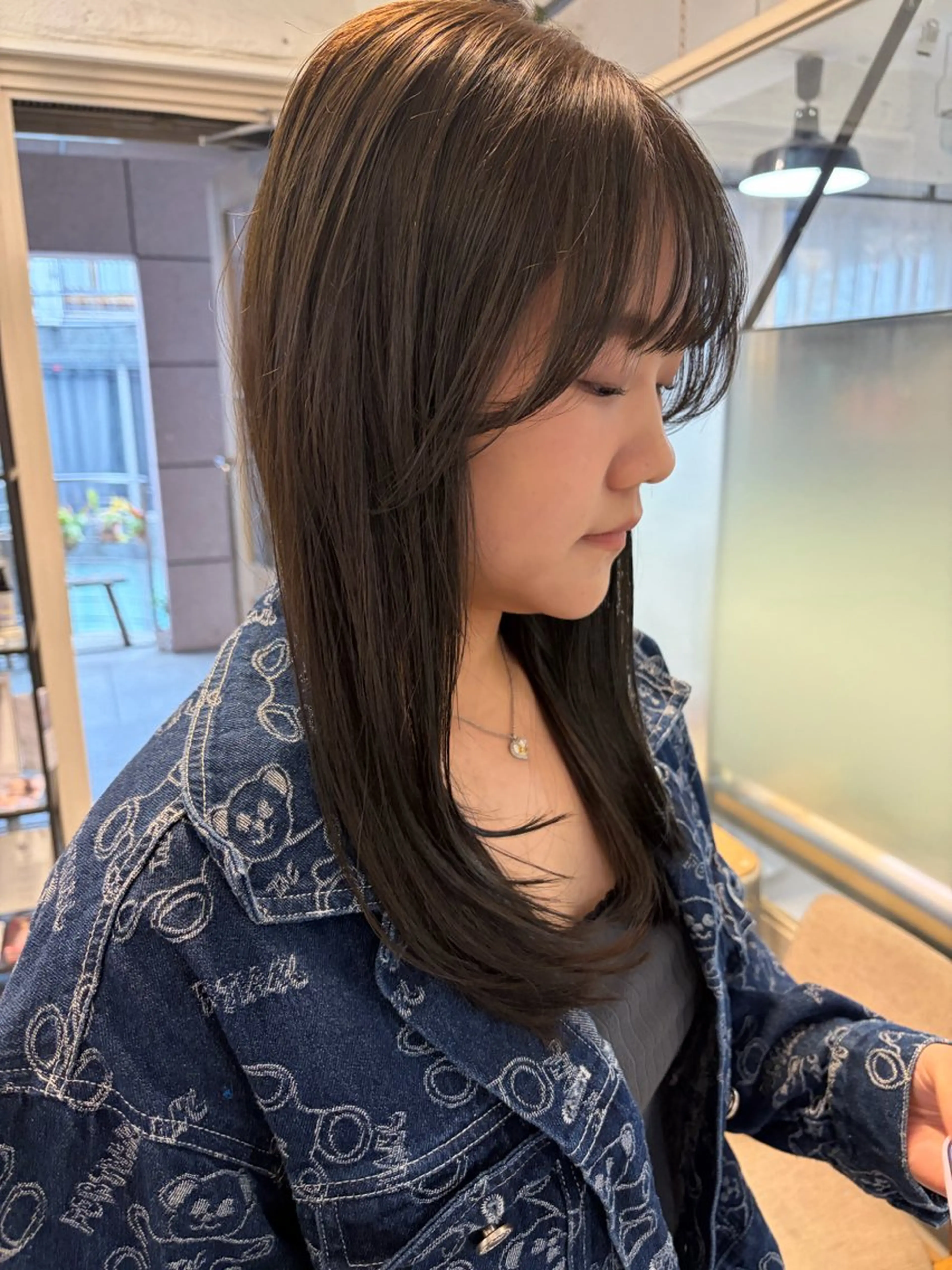 ミディアム カラー 顔周りカット カット ヘアカラー トリートメント 赤み消し×透明感 /🌙suwa🌙のヘアスタイル