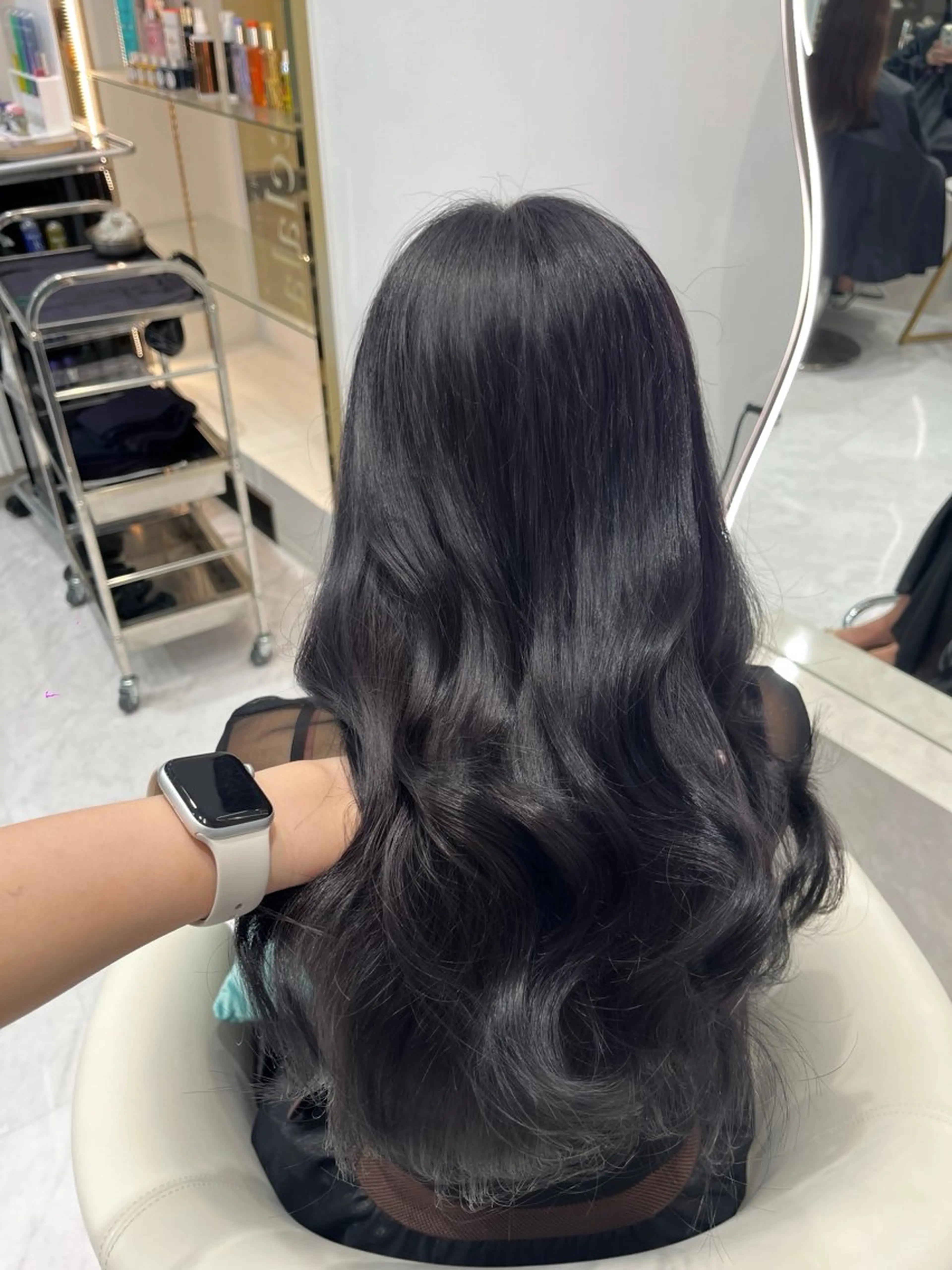 ロング カラー 黒髪 ハイトーンカラー ラベンダーカラー カット ヘアカラー トリートメント 𝑹𝒊𝒉𝒐🎀 名駅/大人韓国ヘアのヘアスタイル