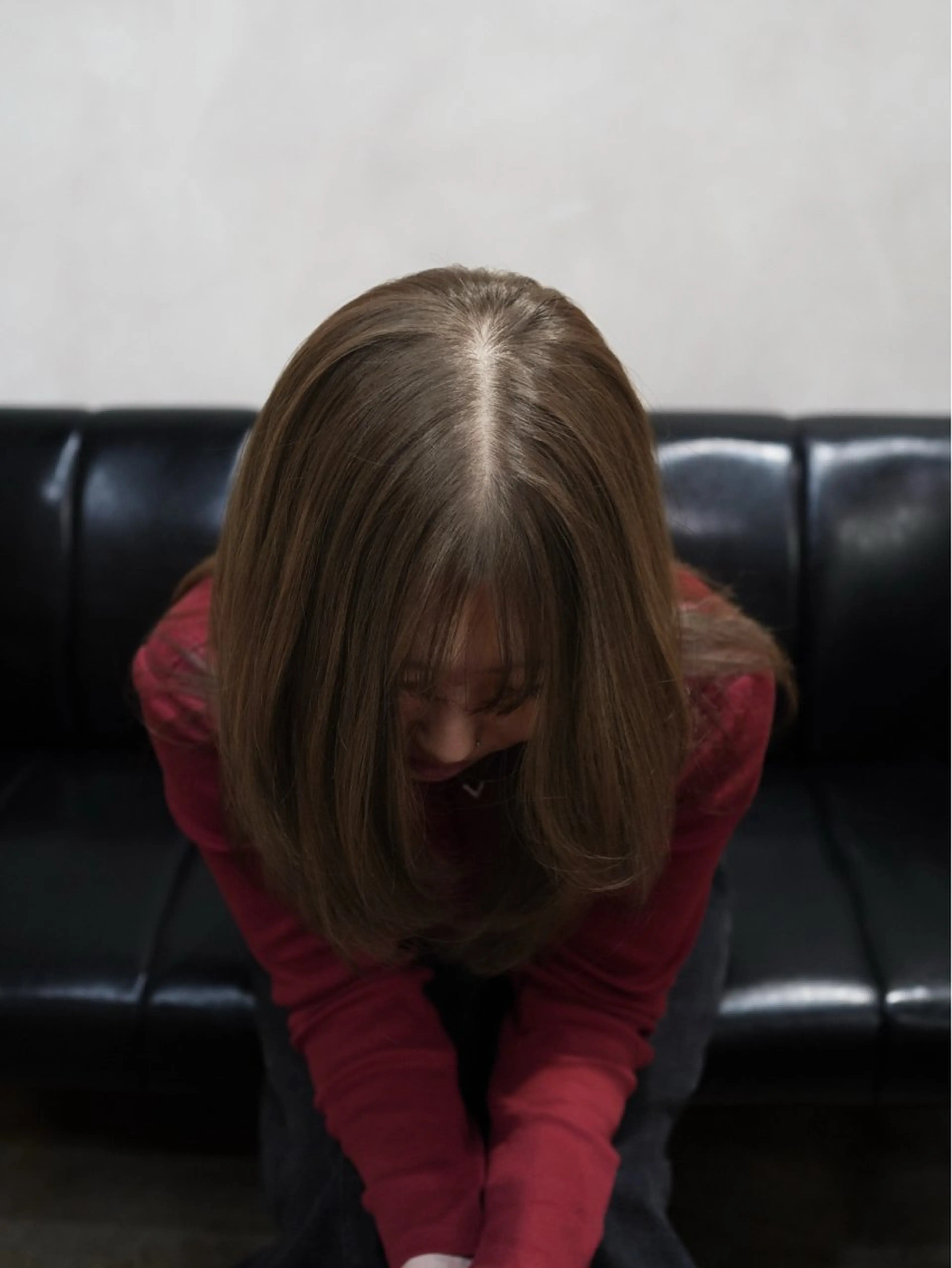 ミディアム カラー ベージュカラー ヘアカラー トリートメント レイヤーカット/ 艶カラー/みらいのヘアスタイル