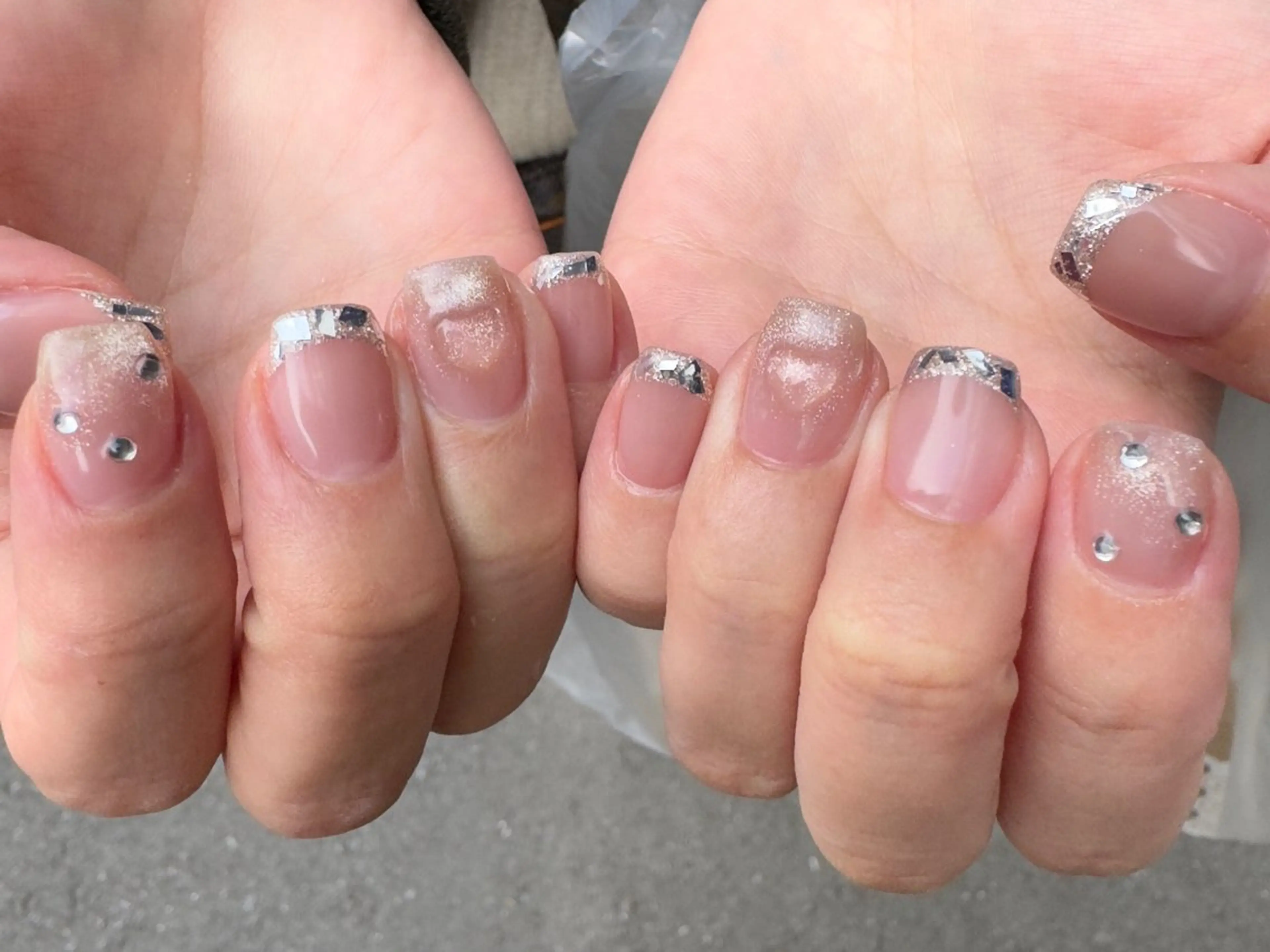 ネイル 入学式 フラッシュネイル フレンチネイル ガラスフレンチ 卒業式 MH_ Nailのネイルデザイン