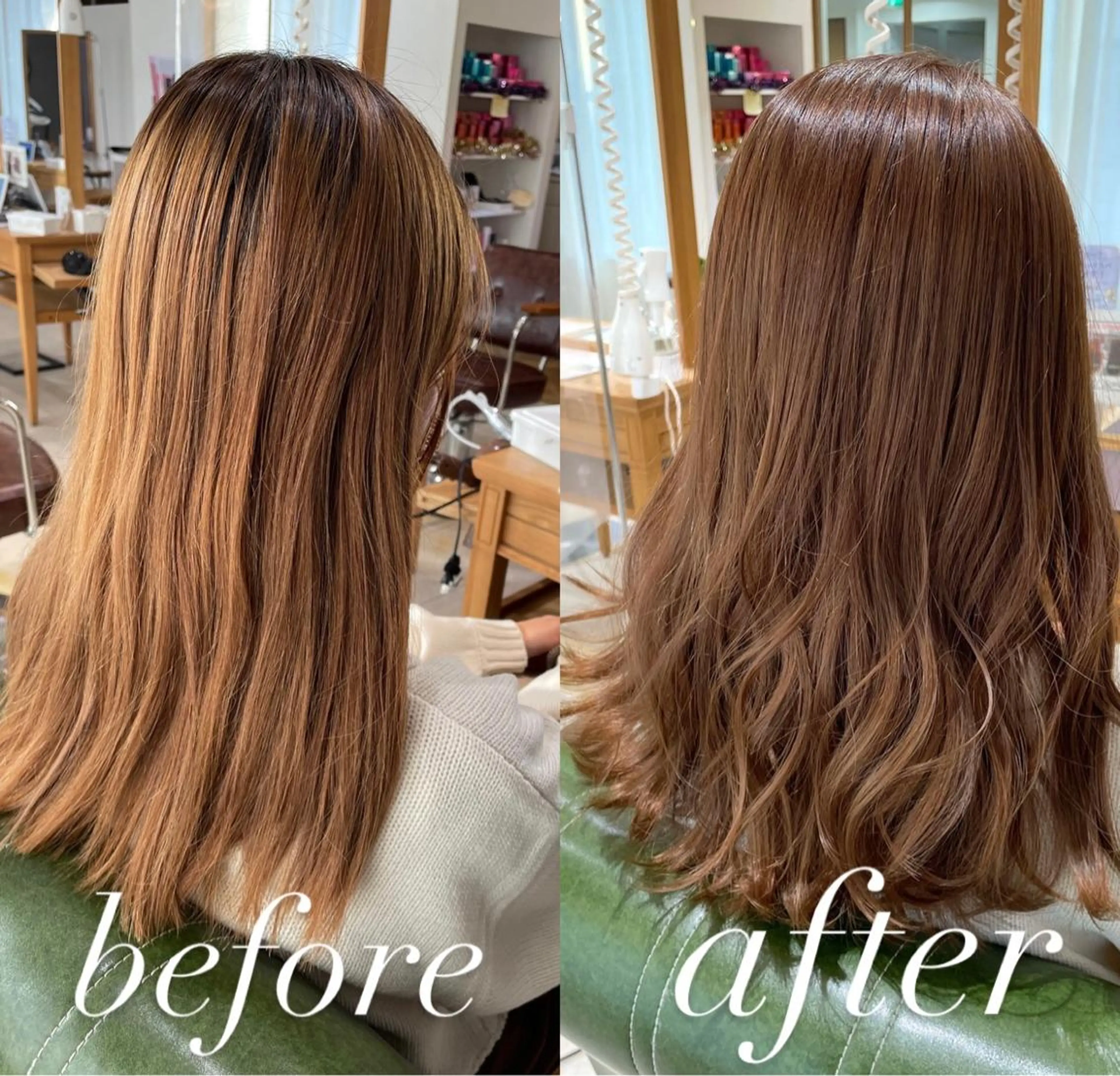 セミロング カラー ベージュカラー ブリーチ ブラウンカラー ブラウンベージュ カット ヘアカラー トリートメント ヘッドスパ 過去一の柔髪ヘア 🌿einshairのヘアスタイル