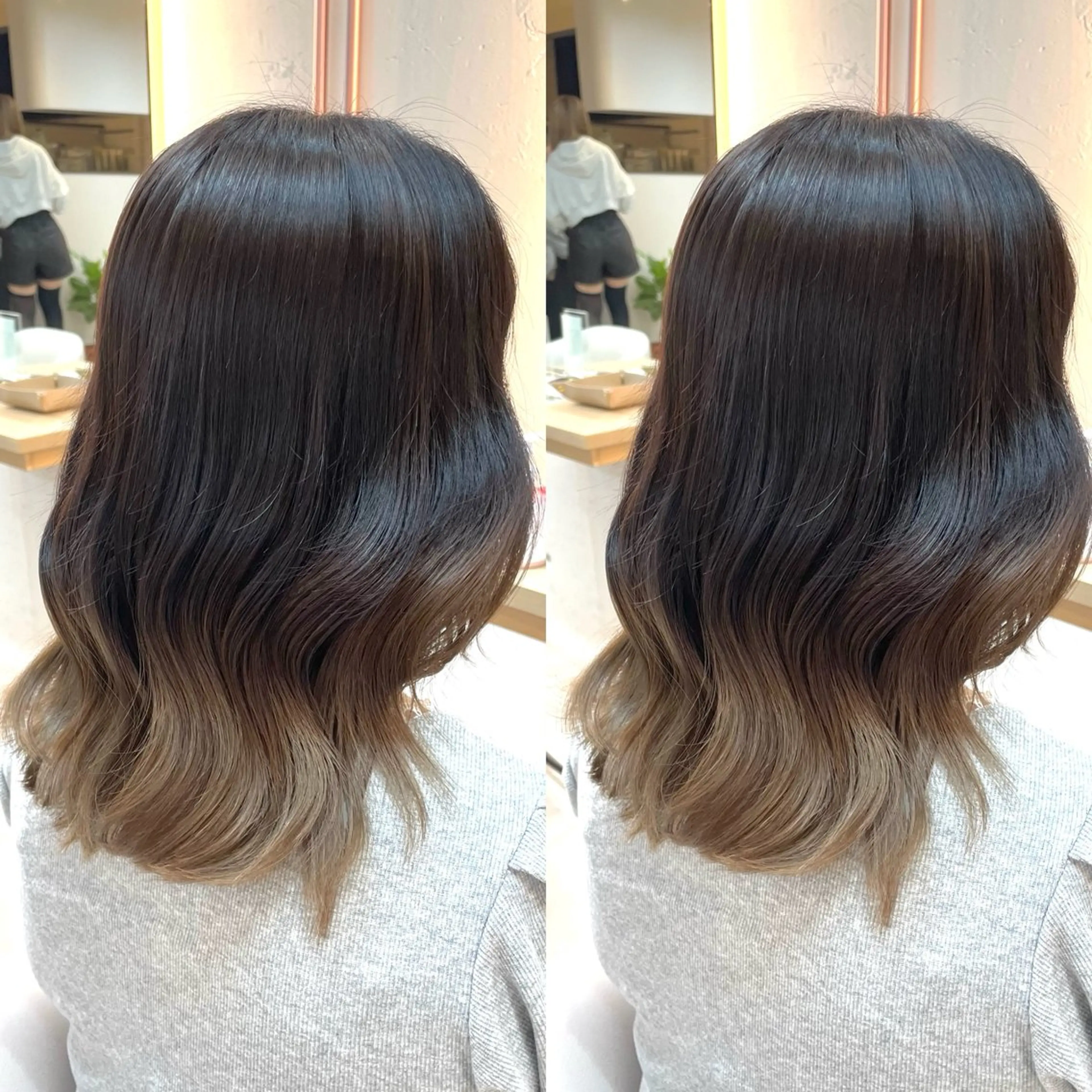 ミディアム カット ヘアカラー トリートメント ヘアセット ブリーチ無しダブル カラー🦕まどかのヘアスタイル