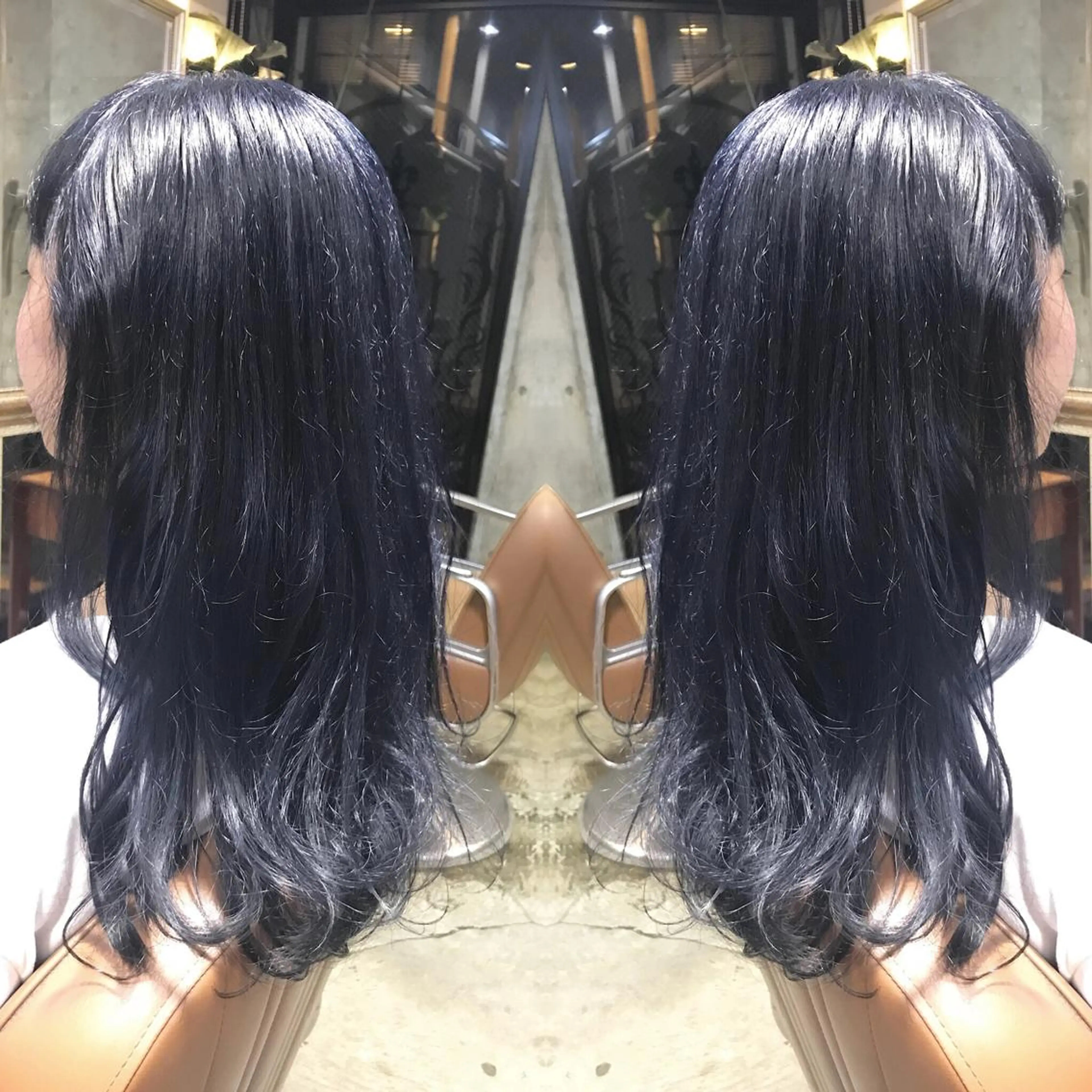 セミロング カラー パーマ ヘアアレンジ メンズ キッズ ネイル マツエク・マツパ ネイビーカラー ネイビー サロンドミルク 原宿のヘアスタイル