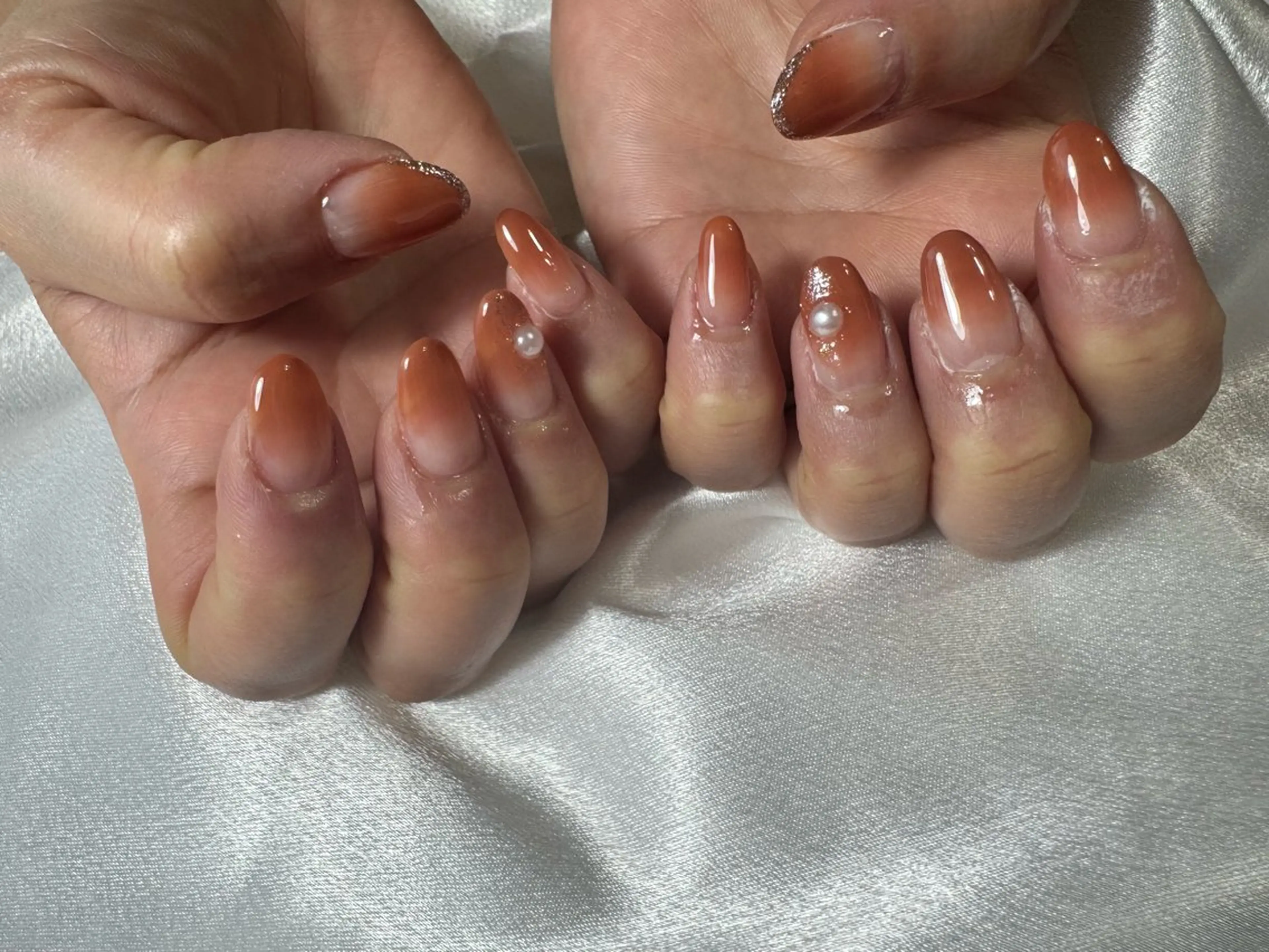 ネイル オーロラネイル 桜ネイル フラワーネイル フットネイル フレンチネイル ハンドネイル kikinail 溝の口のネイルデザイン