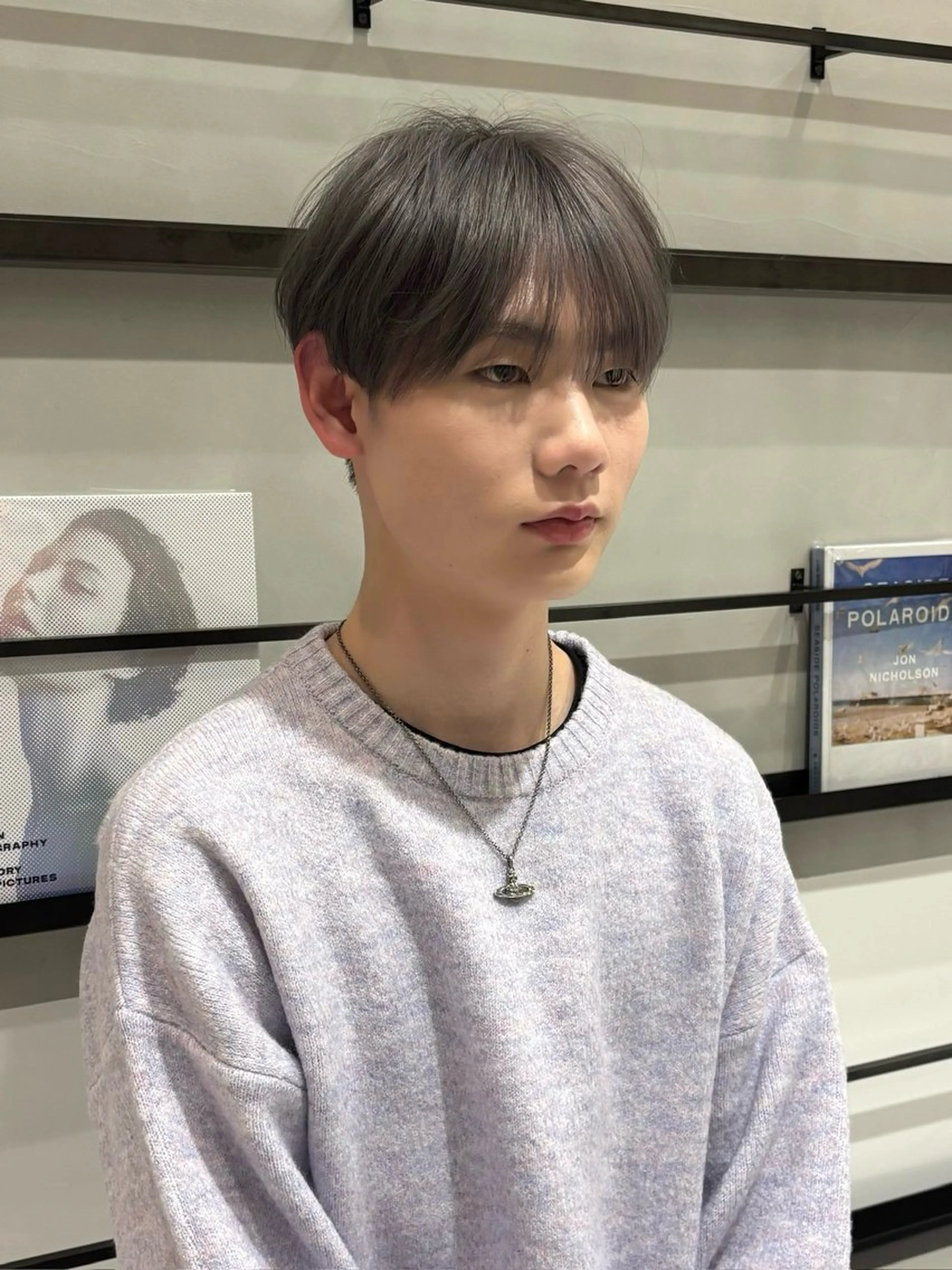 カラー メンズ メンズブリーチ マッシュ シースルーマッシュ ブリーチ カット ヘアカラー 艶感/ナチュラル 🩵amiのヘアスタイル