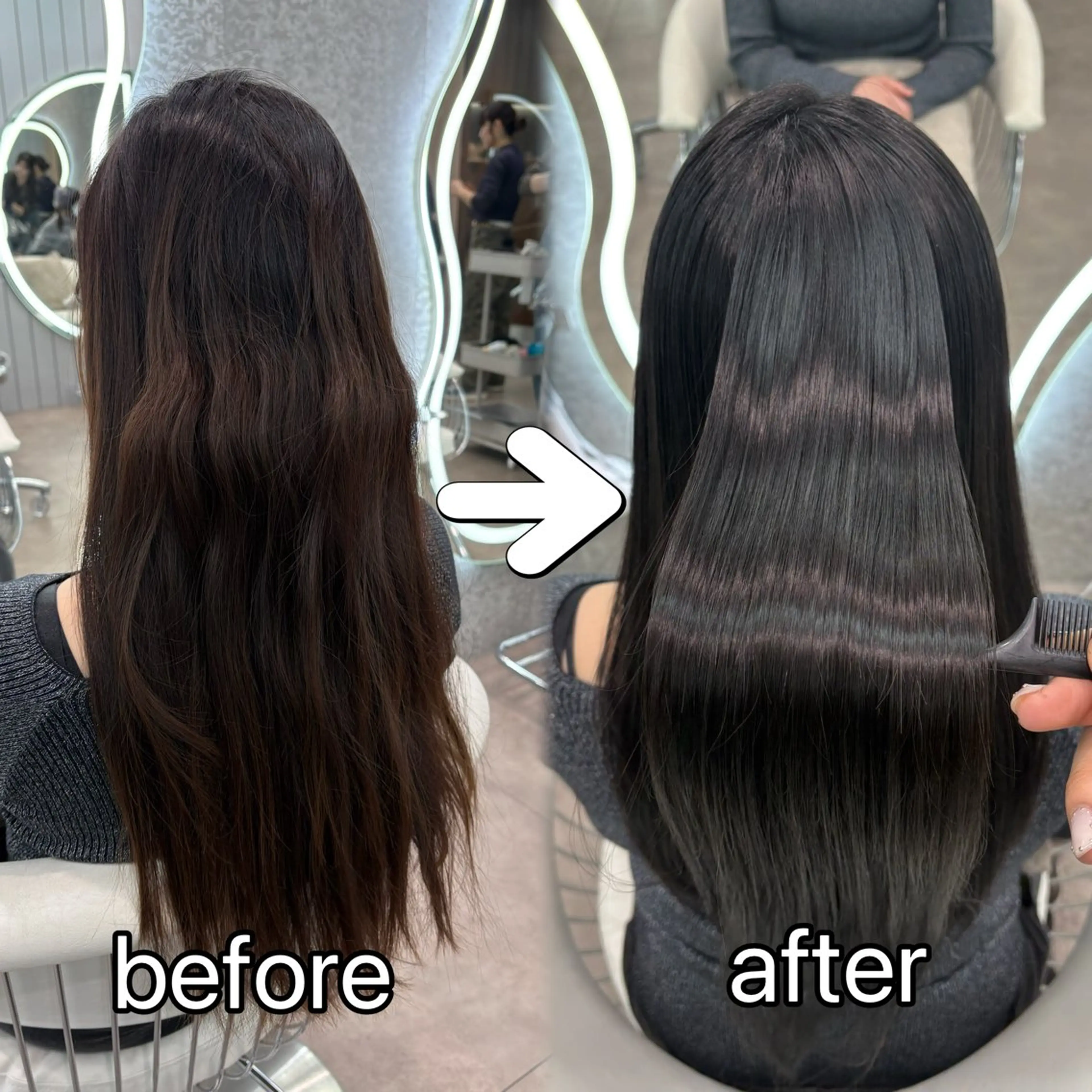 ロング カラー ヘアアレンジ アッシュ 黒髪 ブリーチ ブルーカラー ブルーブラック カット 縮毛矯正 トリートメント ヘアセット 大宮🩵縮毛矯正 レイヤー 佐藤和のヘアスタイル