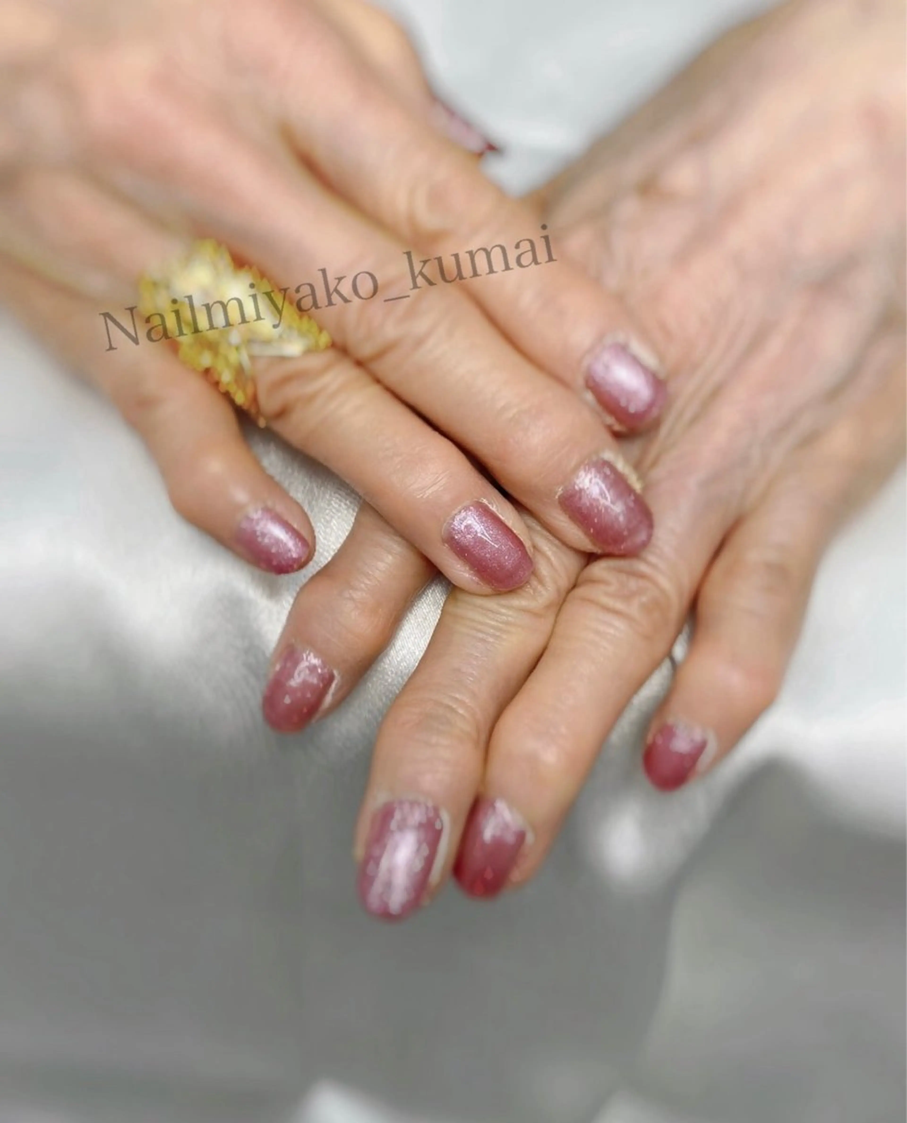 ネイル ジェルネイル ラメ(グリッター) ワンカラーネイル ピンク Nailmiyako 熊井のネイルデザイン