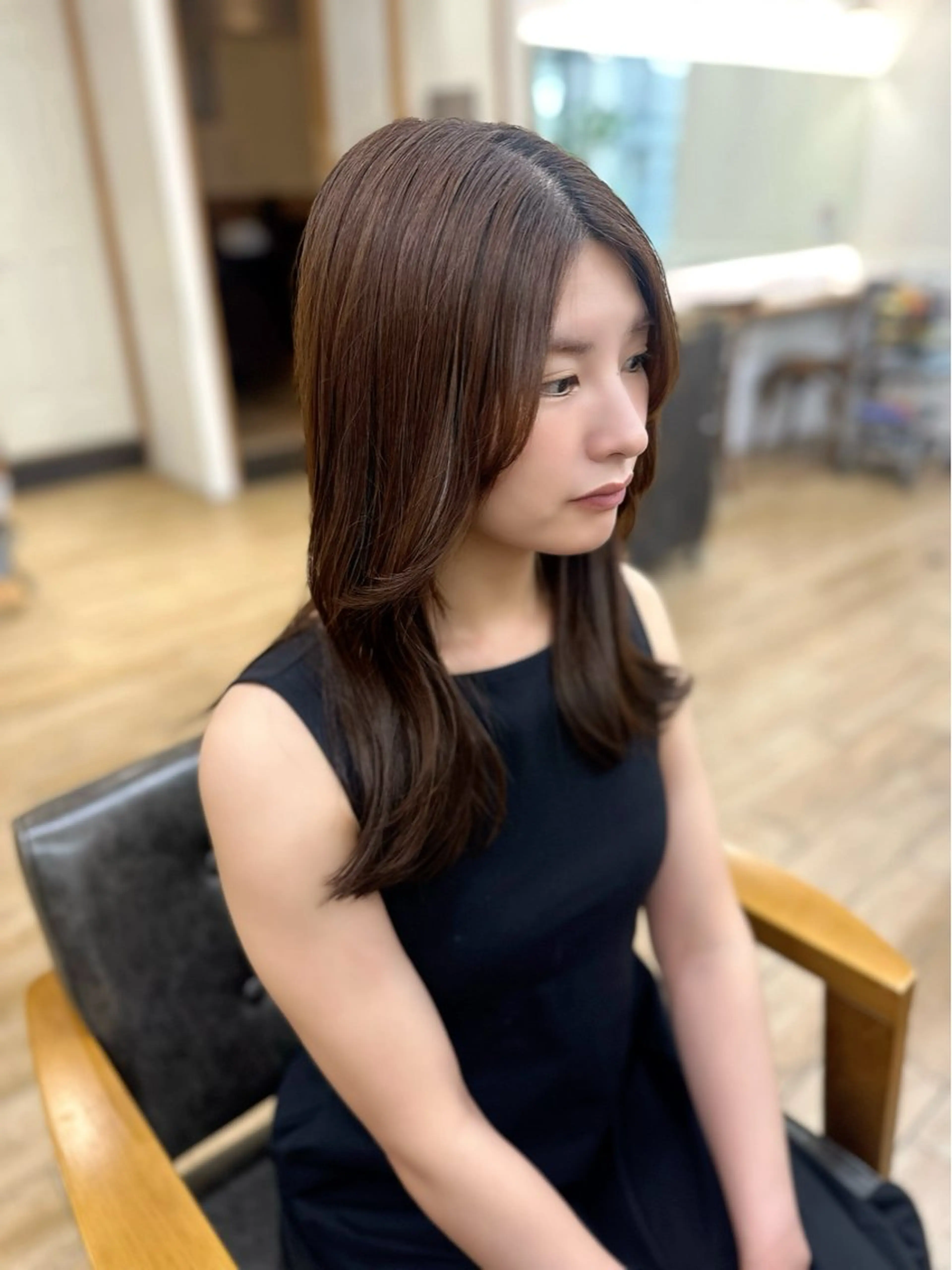 セミロング カラー パーマ ヘアアレンジ メンズ キッズ レイヤーカット 🌿透け感カラーのヘアスタイル