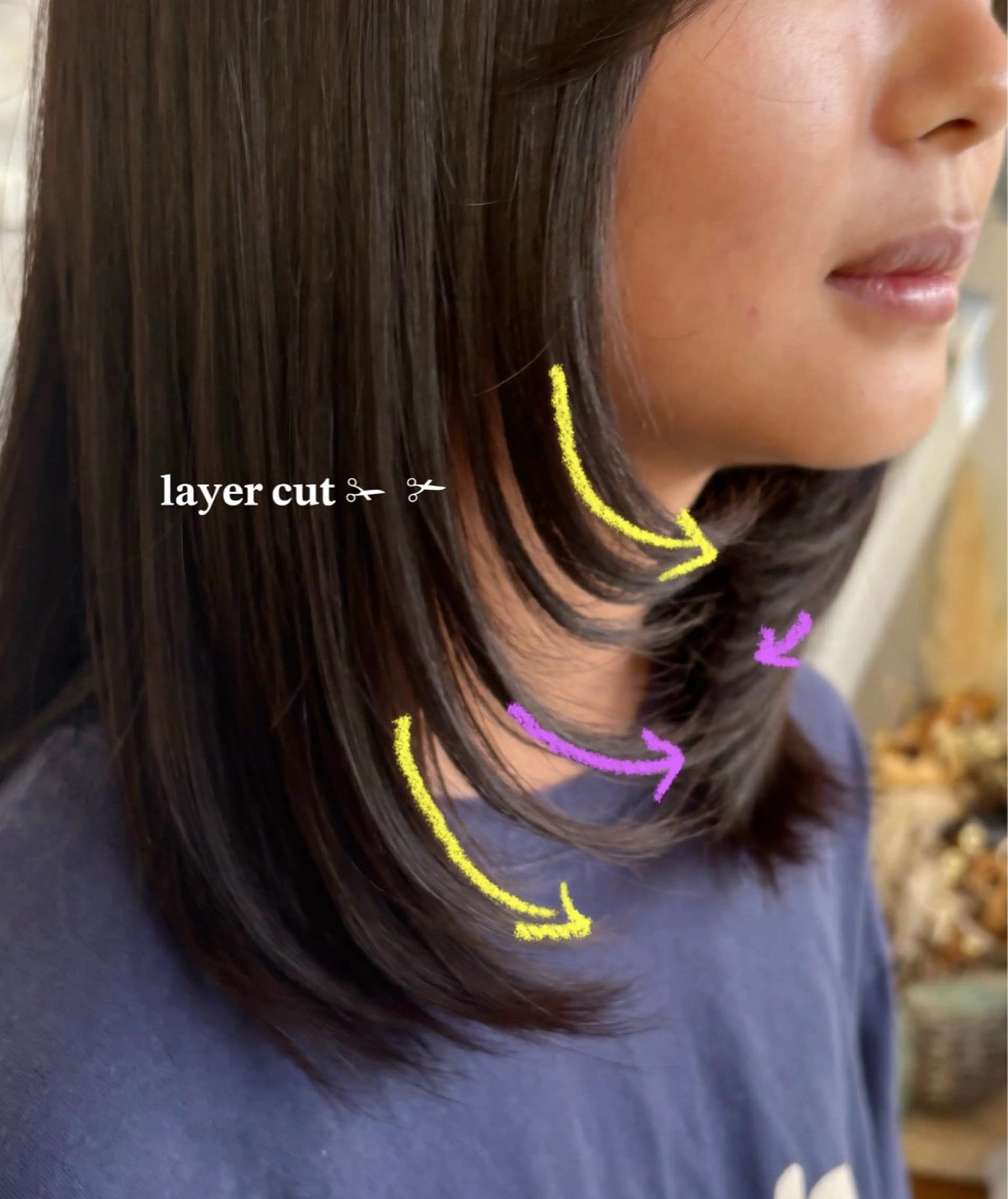 ミディアム 顔周りカット レイヤーカット miloc Maikaのヘアスタイル