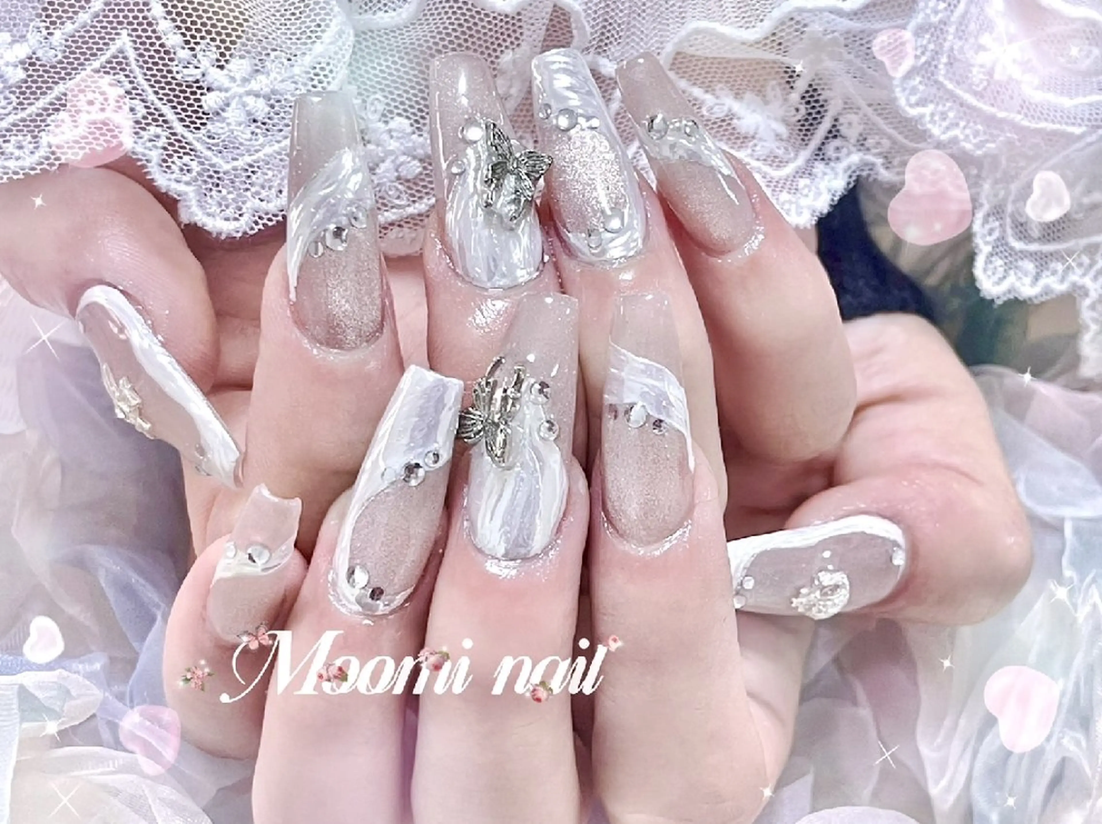 ネイル アートネイル 成人式 長さ出し フットネイル フレンチネイル moomi nail スカルプ専門のネイルデザイン
