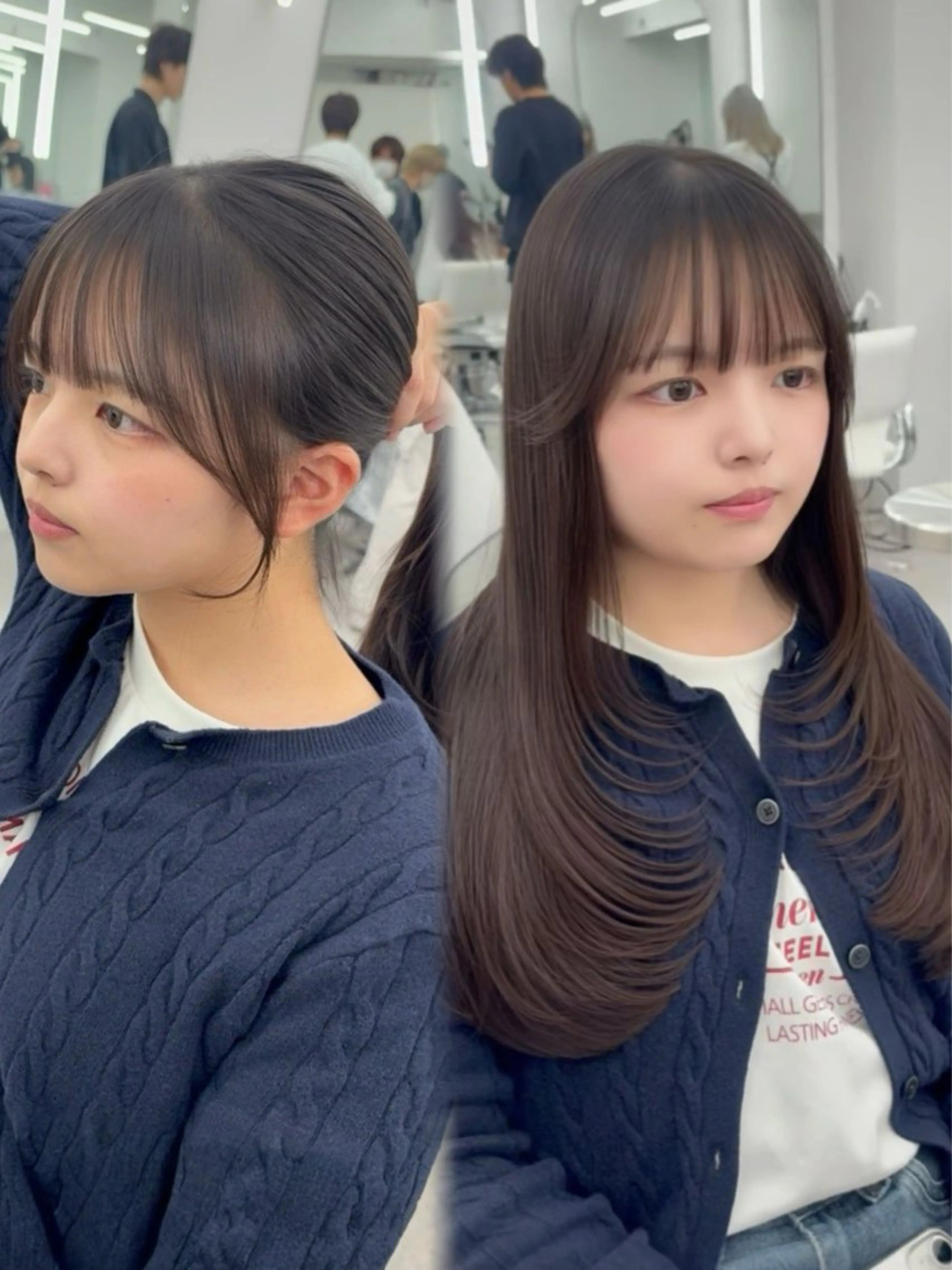 ロング カラー レイヤーカット 小顔カット カット ヘアカラー トリートメント 韓国ヘア/レイヤー/ 顔まわり足立遥奈のヘアスタイル