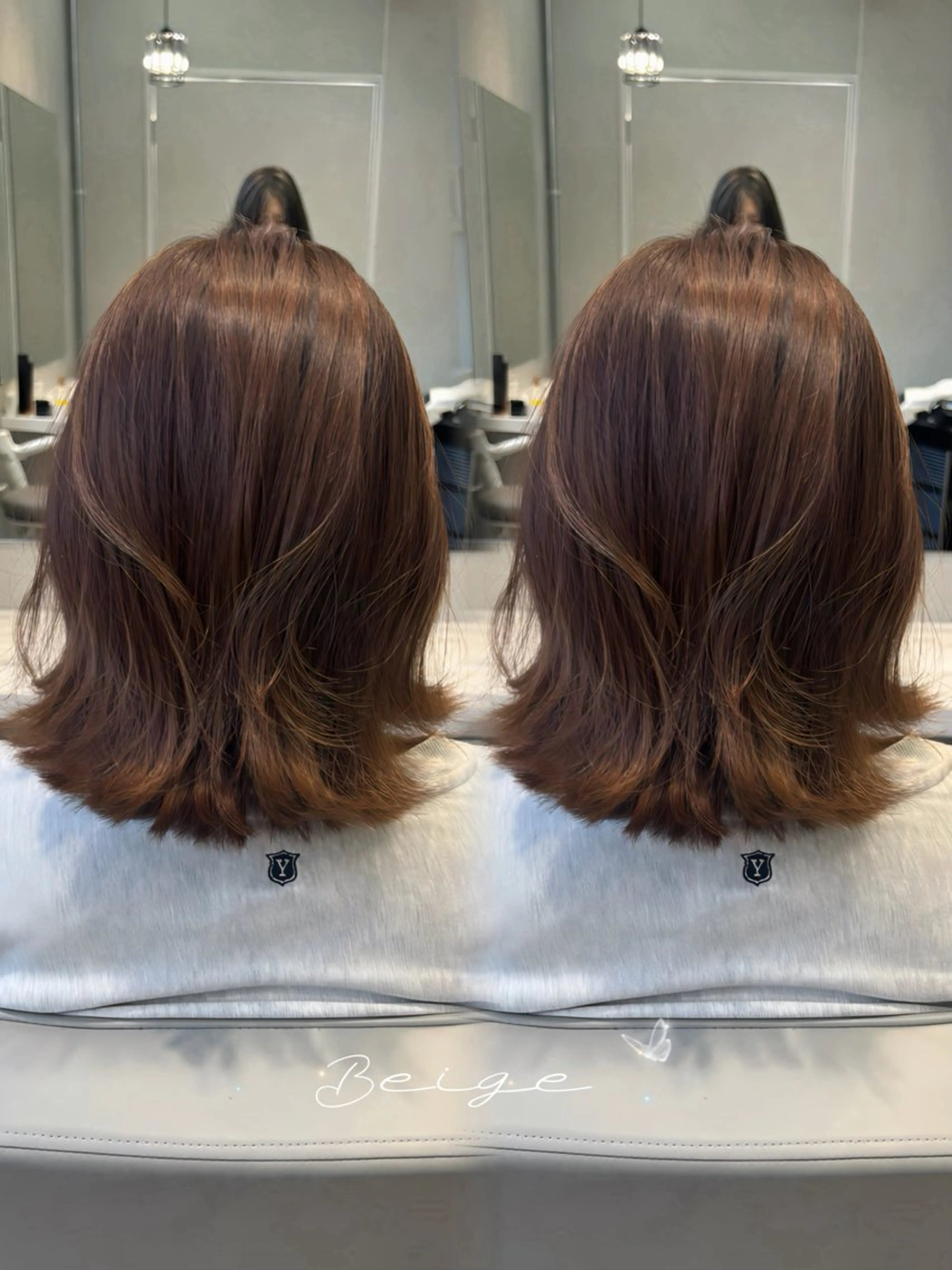 ミディアム カラー カット ヘアカラー トリートメント MAKO/モテ髪/ ハイトーン/赤みなしのヘアスタイル