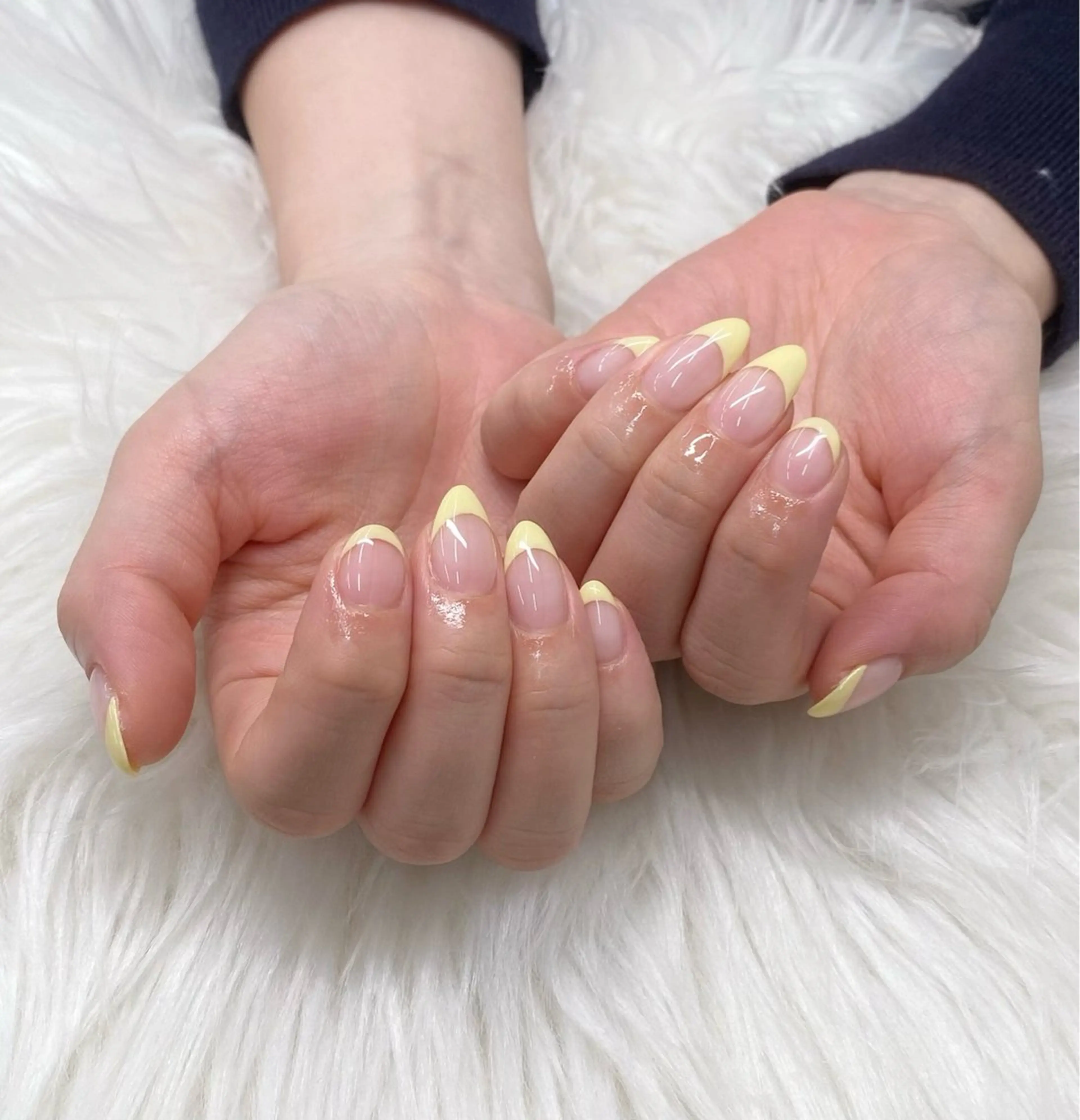 ネイル フレンチネイル パステルネイル 黄色 ハンドネイル エリクサーネイル池袋 小川のネイルデザイン