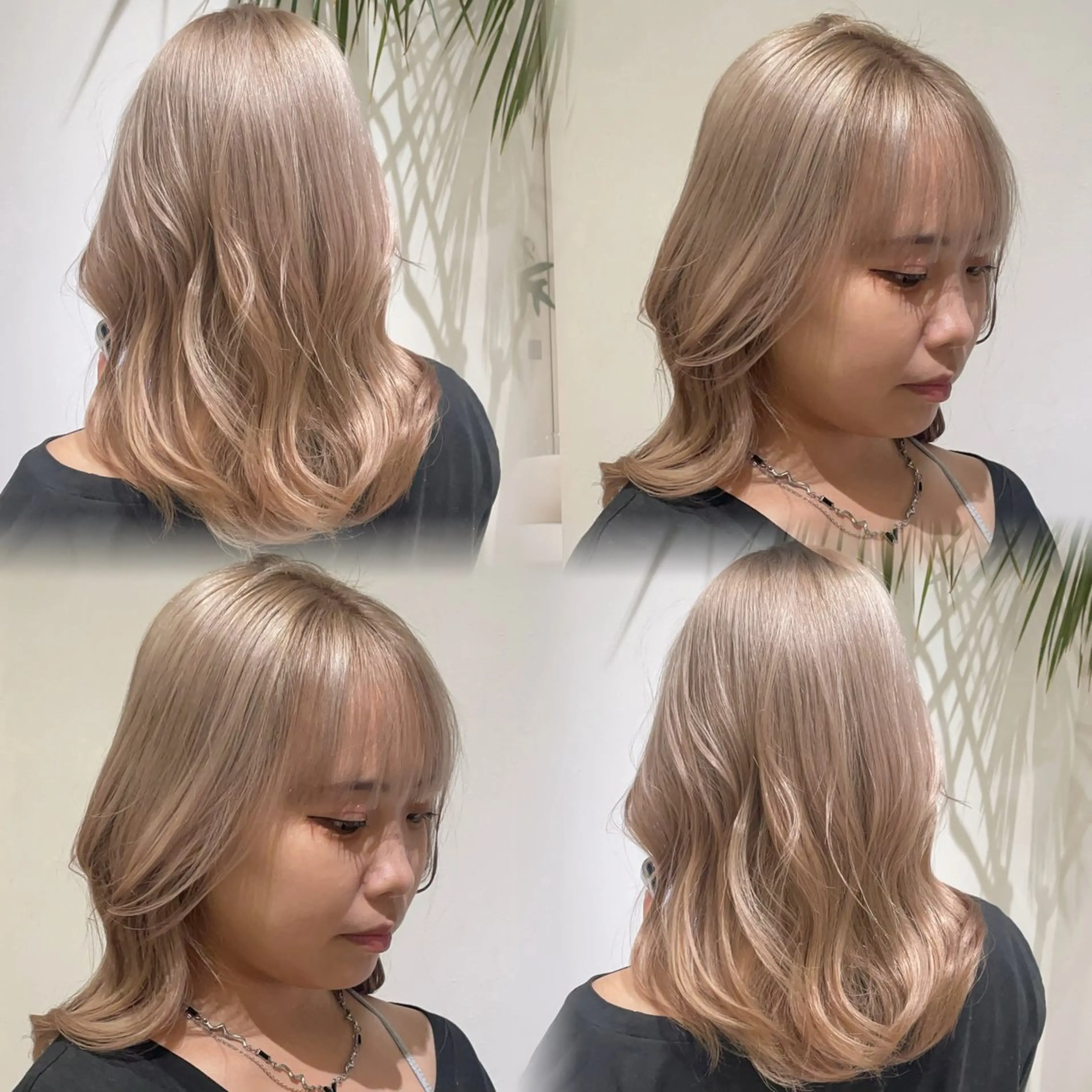 ミディアム カラー ベージュカラー ブリーチ ブロンド ケアブリーチ 透明感カラー カット ヘアカラー トリートメント 新宿/韓国ボブ/ レイヤーボブしょうごのヘアスタイル