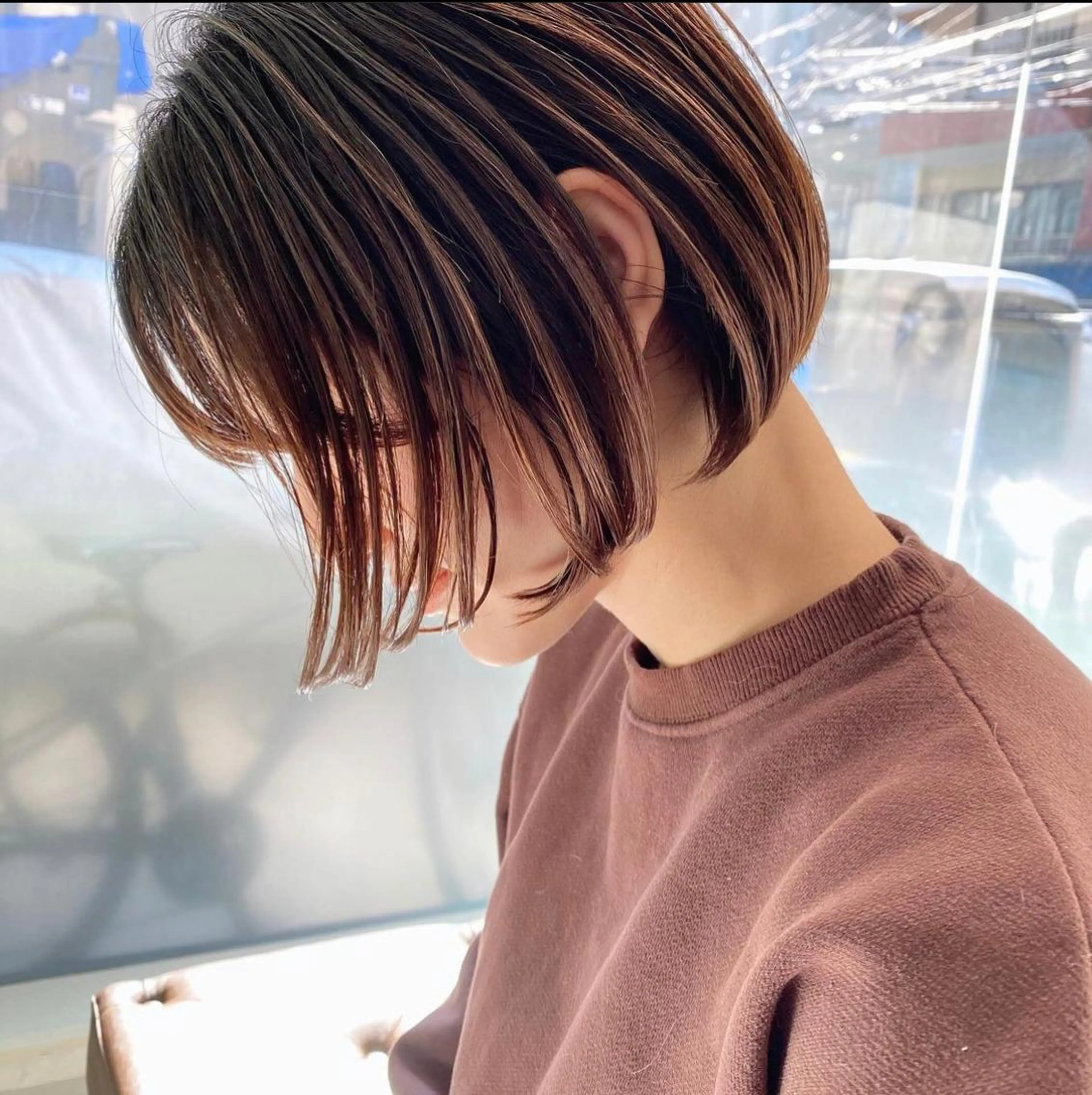 ミディアム カット ヘアカラー トリートメント 韓国風/髪質改善/ ナガヤアキラのヘアスタイル