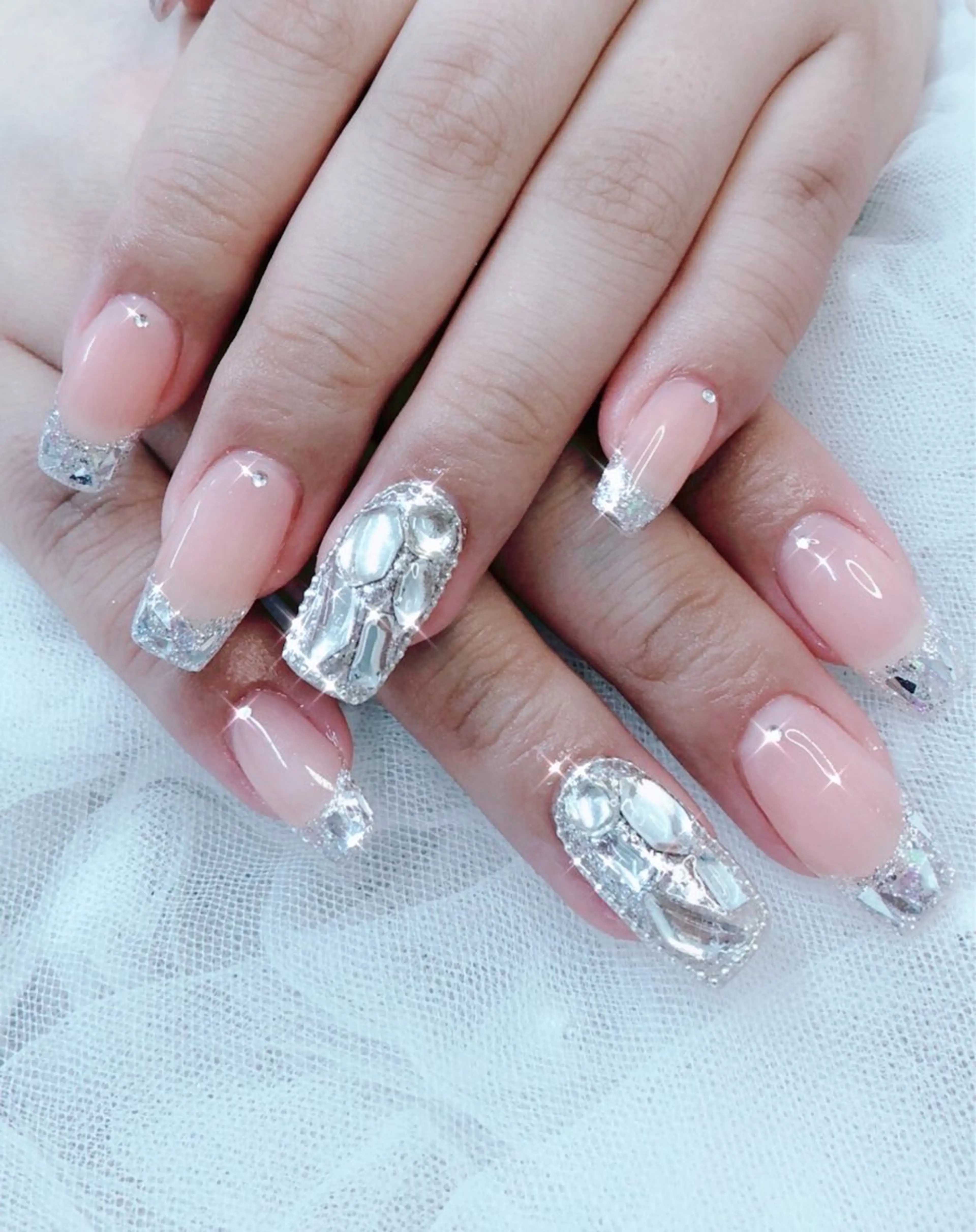 ネイル ブルー フットネイル ジェルネイル ハート 韓国ネイル ハンドネイル ハンドケア 大門浜松町 ネイルのネイルデザイン