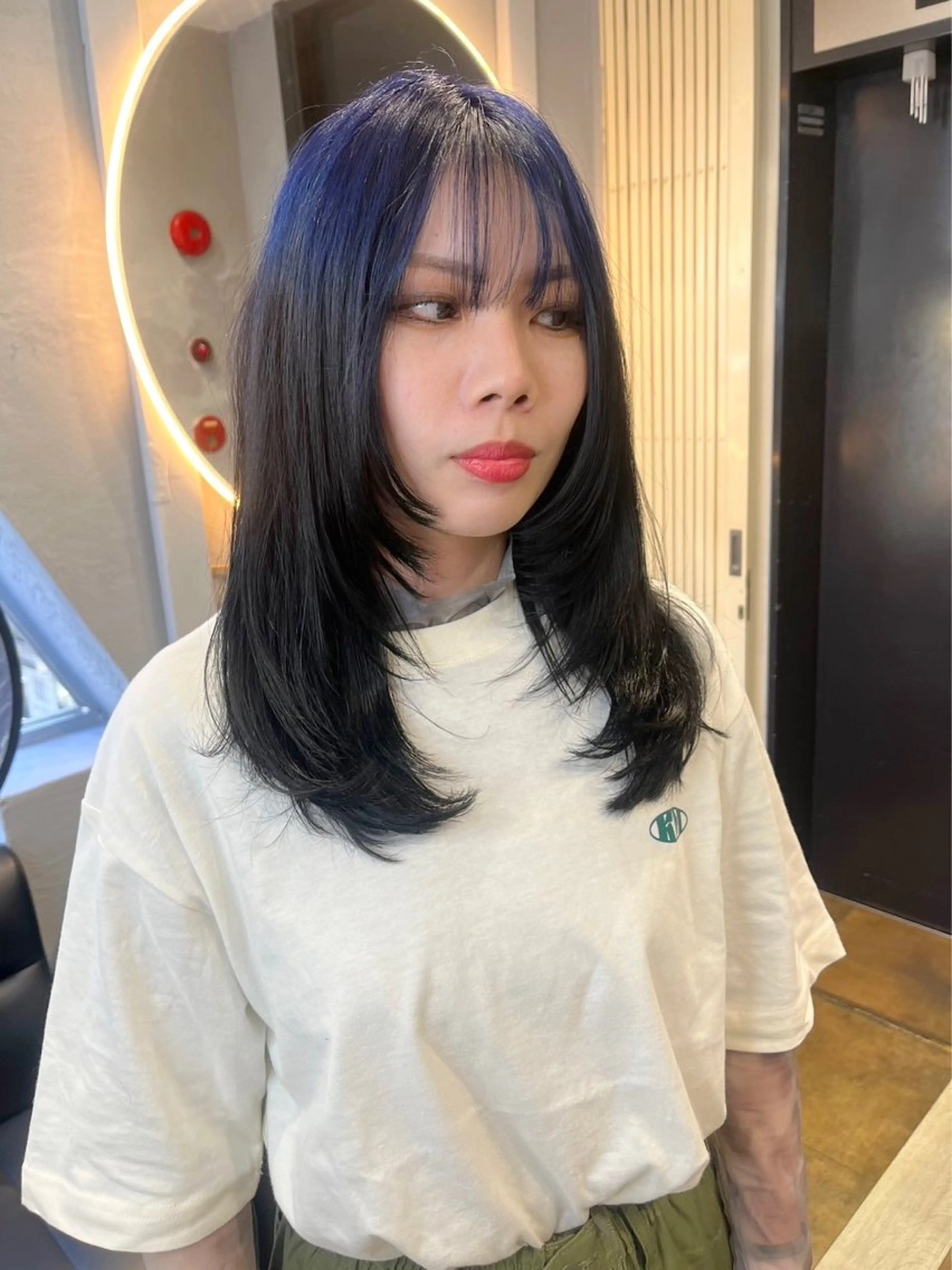 セミロング カラー TATSUブリーチ/ ミルクティーベージュのヘアスタイル