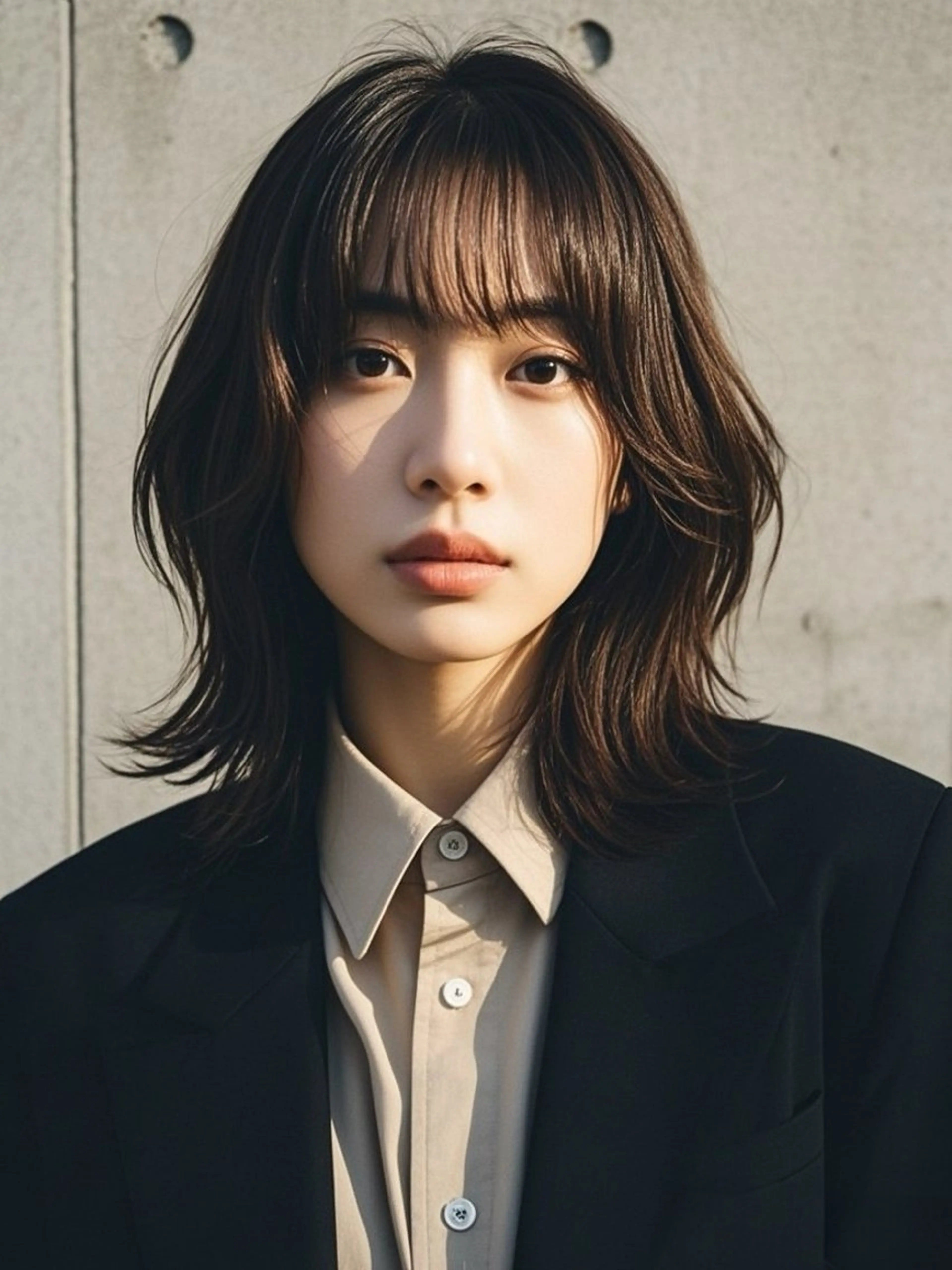 ミディアム ショートボブ ミディアムレイヤー ミディアムパーマ アッシュ ボブ カット ヘアカラー ウルフカット 811 大阪梅田 ウルフのヘアスタイル