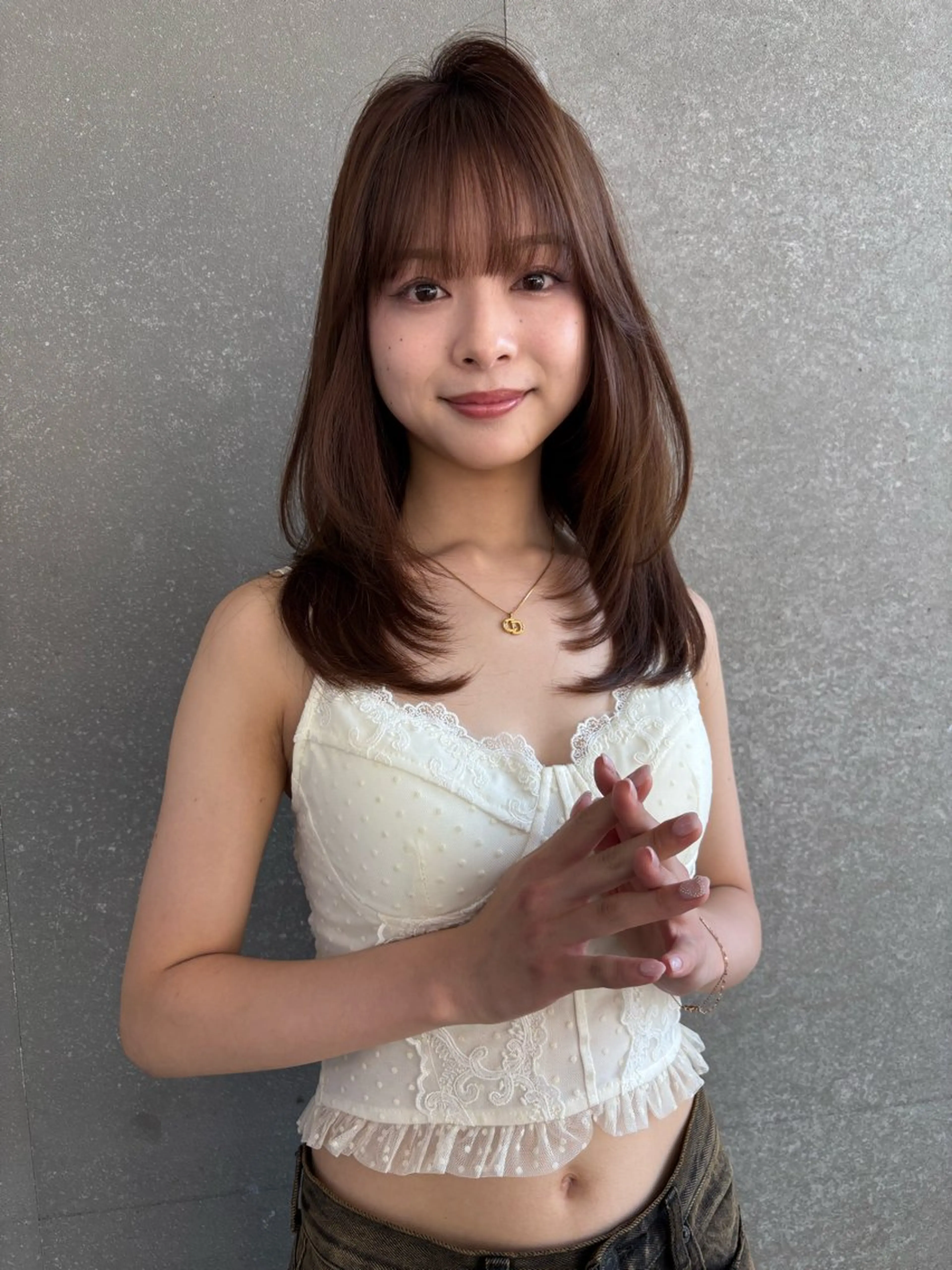 ミディアム カラー 髪質改善 レイヤーカット 縮毛矯正 【博多髪質改善】 吉村　清志のヘアスタイル