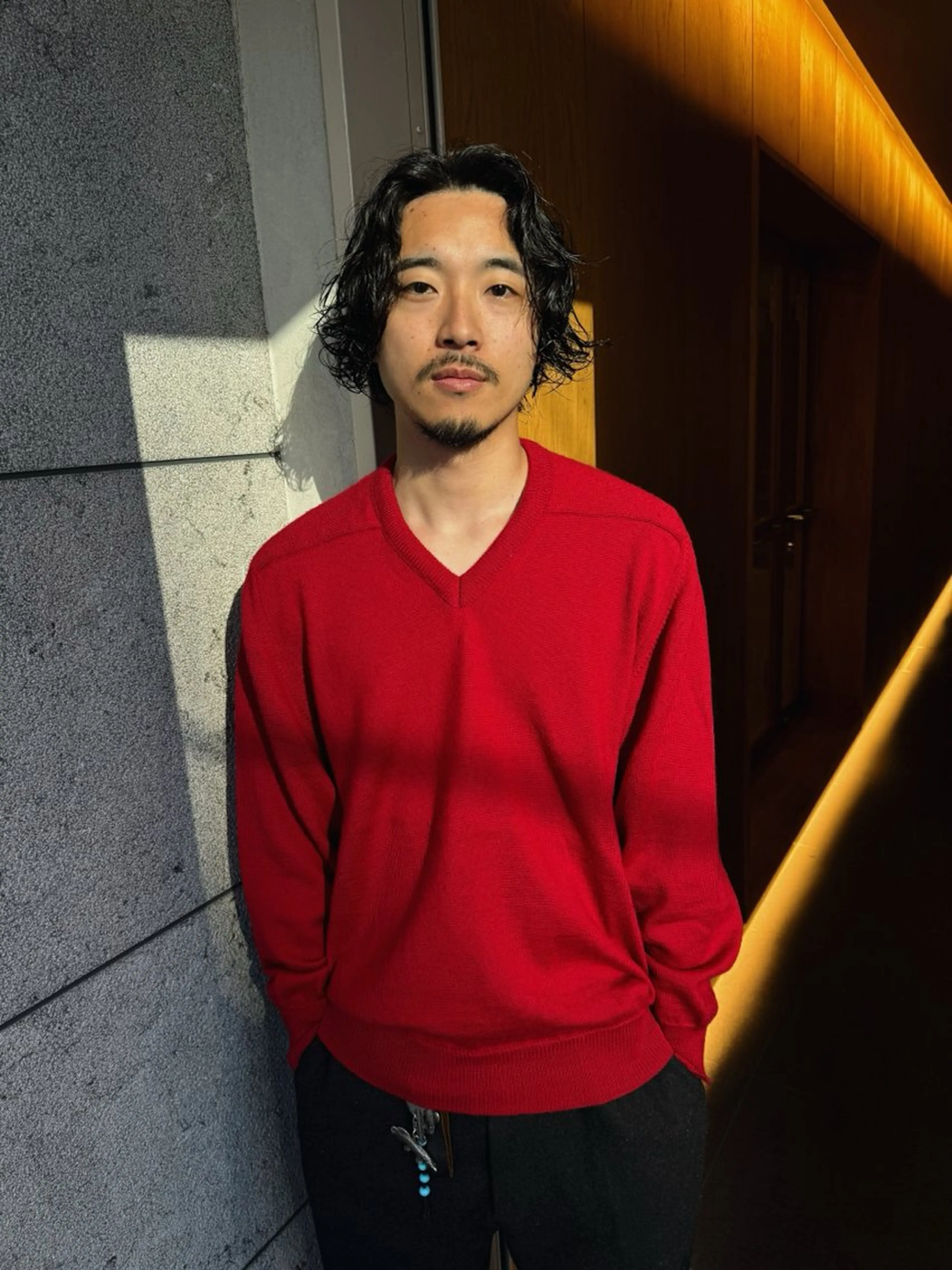 ミディアム パーマ メンズ カット パーマ トリートメント SALOWIN 名古屋Suite店所属・難波 晃助のヘアスタイル