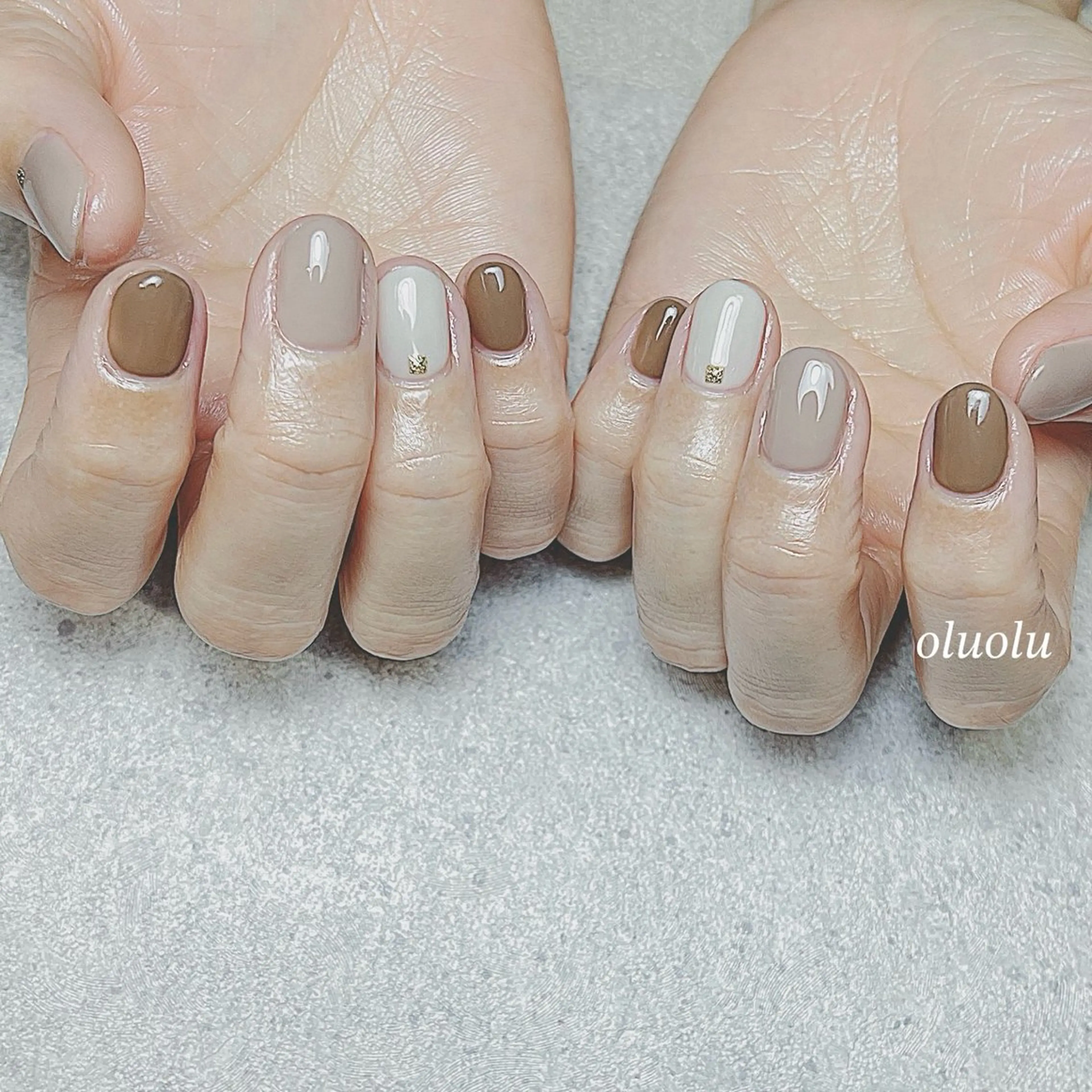 ネイル ブラウン オフィスネイル ワンカラーネイル 大村 紬華のネイルデザイン