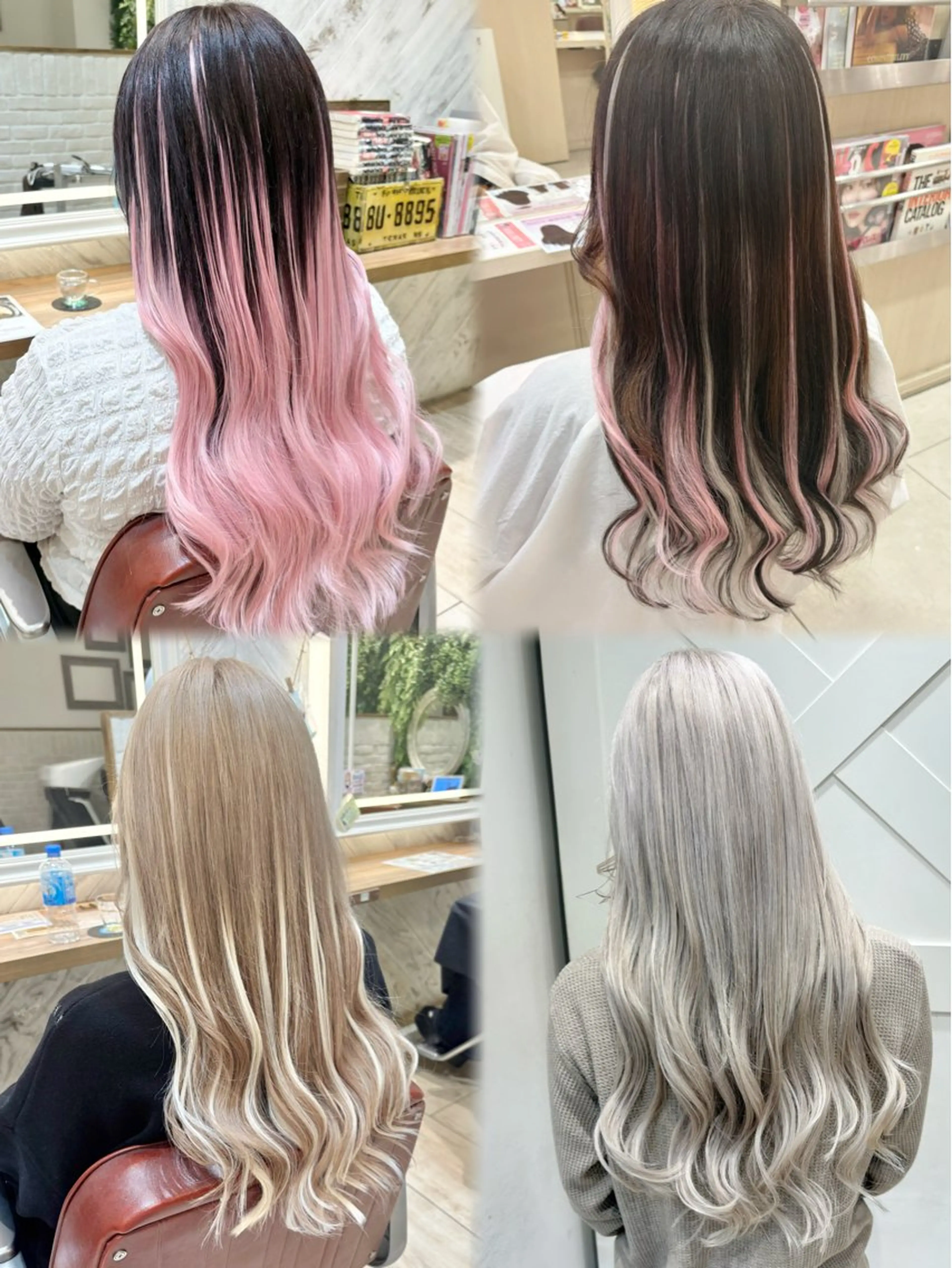 ロング カラー ブリーチ エクステ カット ヘアカラー トリートメント エクステ ハイトーンカラー シールエクステのヘアスタイル