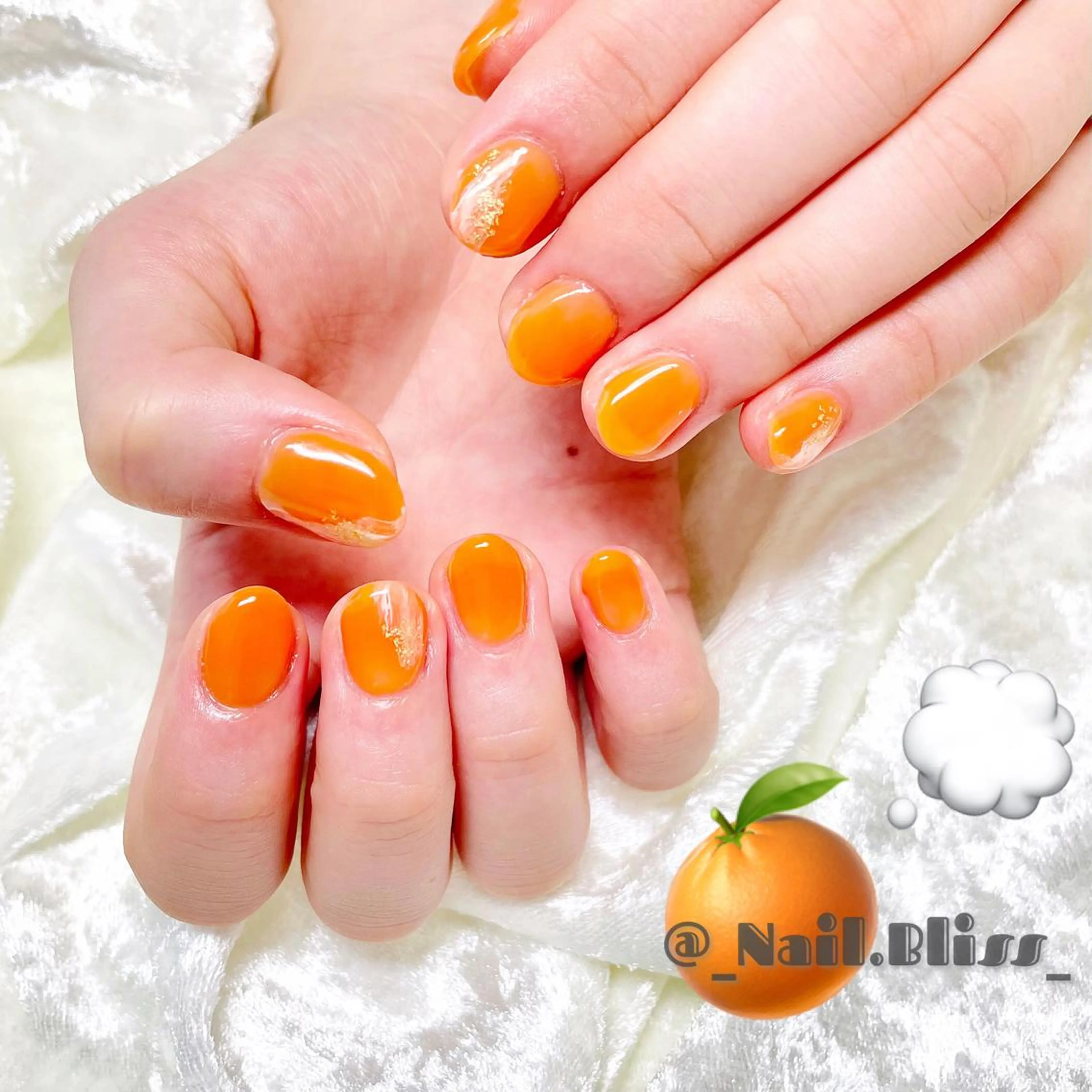ネイル オレンジ ハンドネイル NAIL BLISSのネイルデザイン