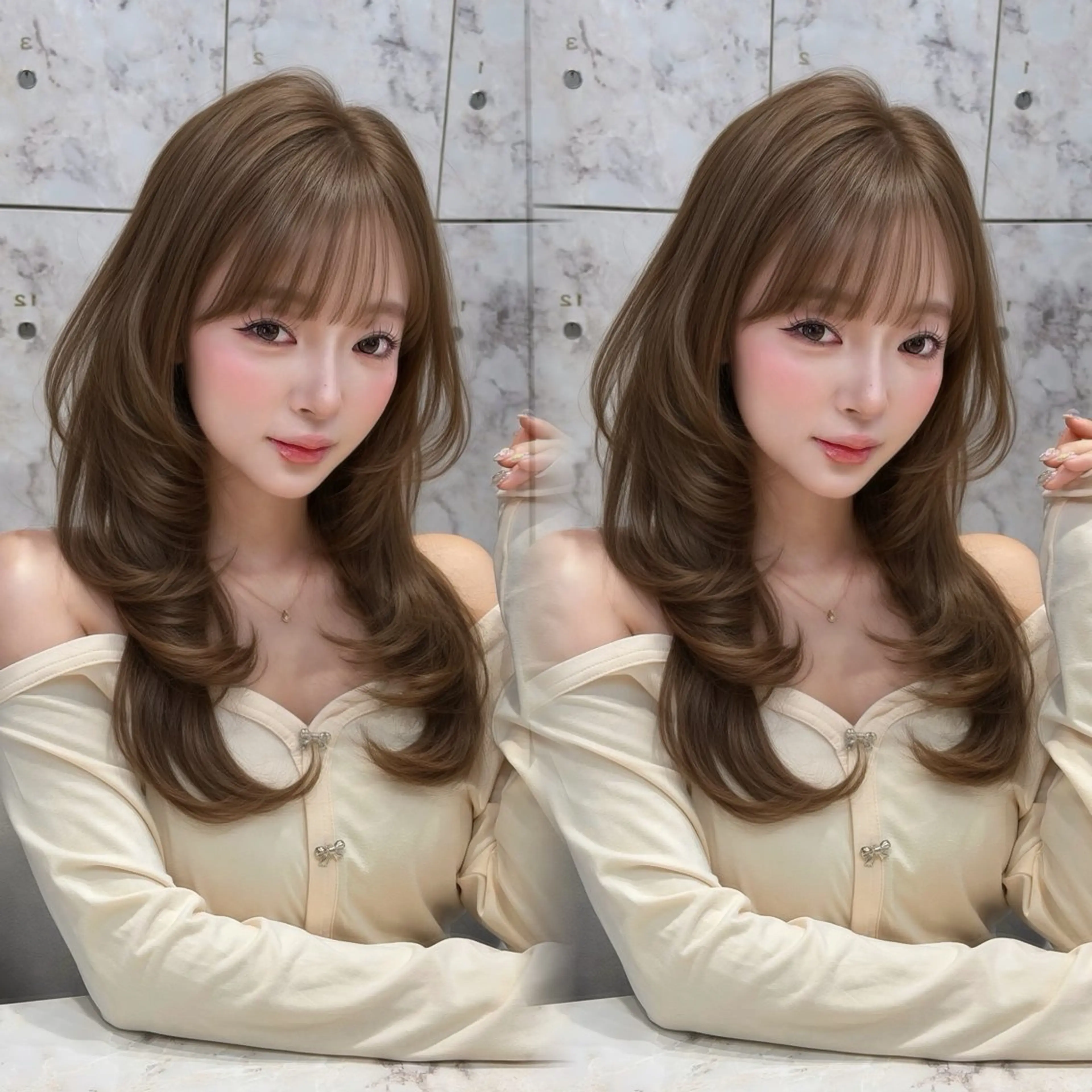 セミロング カラー カット ヘアカラー トリートメント 新宿/韓国風レイヤー 髪質改善/渋谷直樹のヘアスタイル