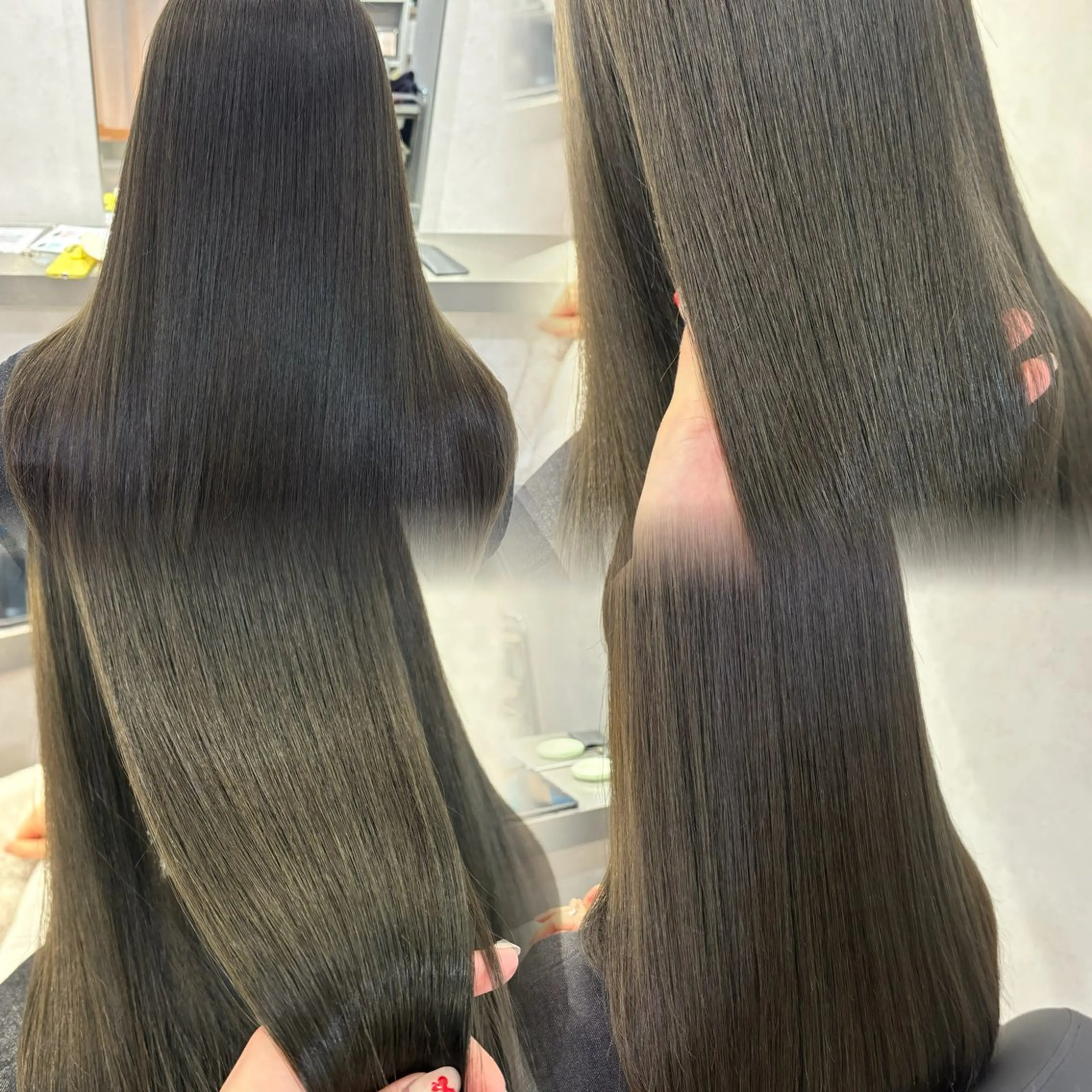 ロング カラー ヘアアレンジ アッシュ アッシュグレー 透明感カラー ダークアッシュ 韓国透明感🇰🇷 SAKURAのヘアスタイル