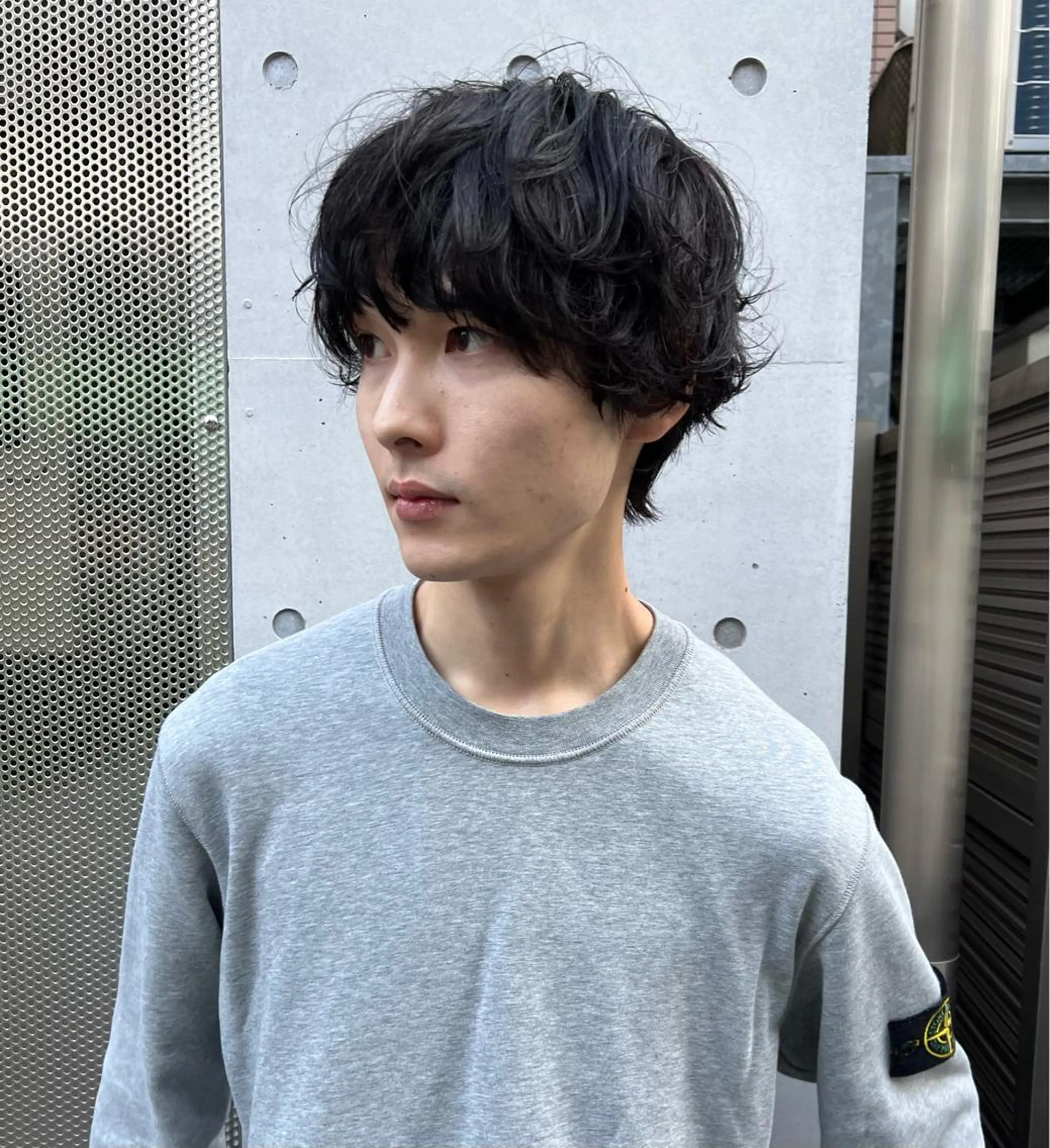 ミディアム メンズ カット パーマ ラフショートブリー チカラー⚡️リュウジのヘアスタイル