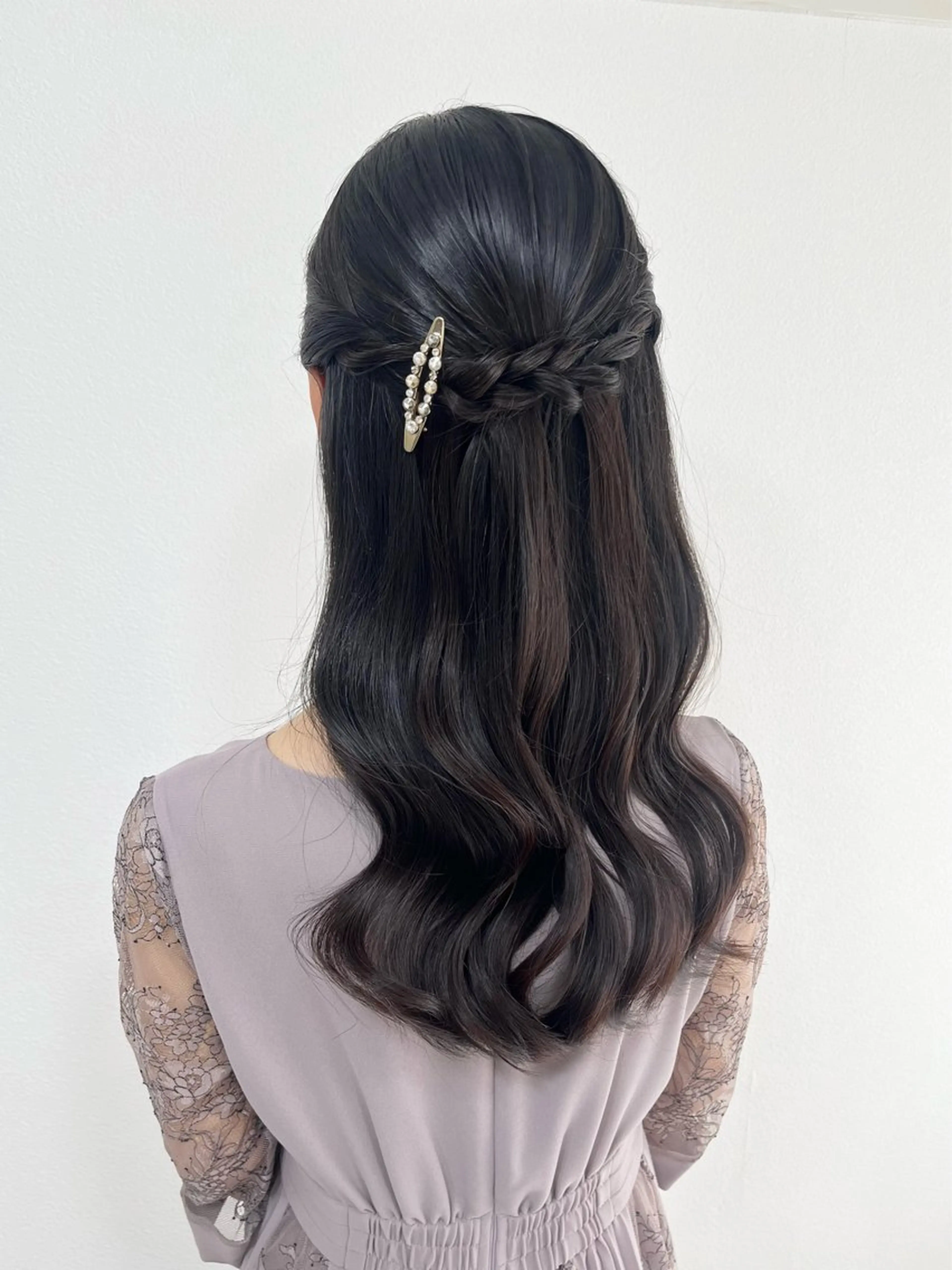 セミロング ヘアアレンジ ハーフアップ ヘアセット ヘアセットサロン /上坪愛美のヘアスタイル