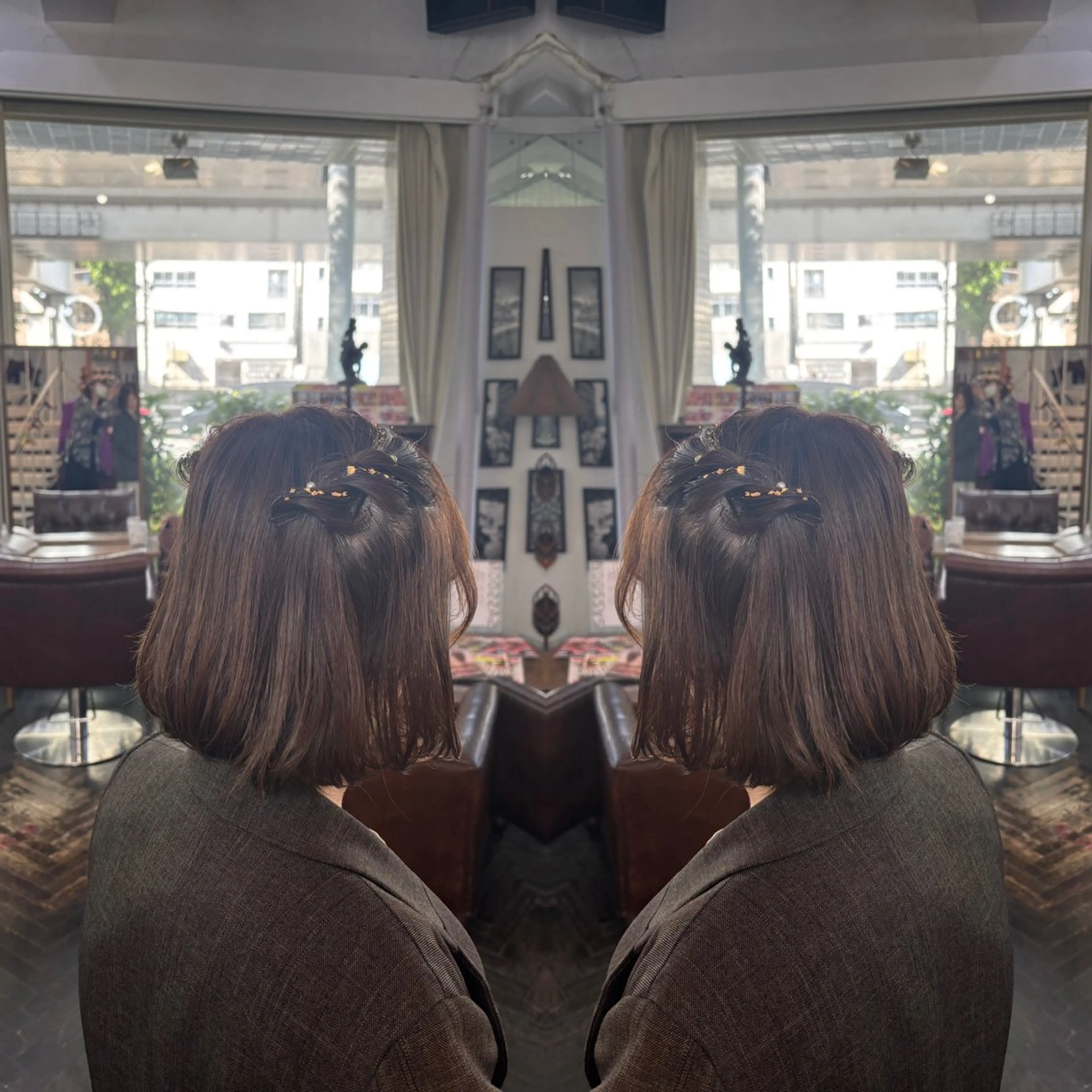 ショート ヘアアレンジ ヘアセット 💎ハイトーン/艶 カラー モエカ💎のヘアスタイル