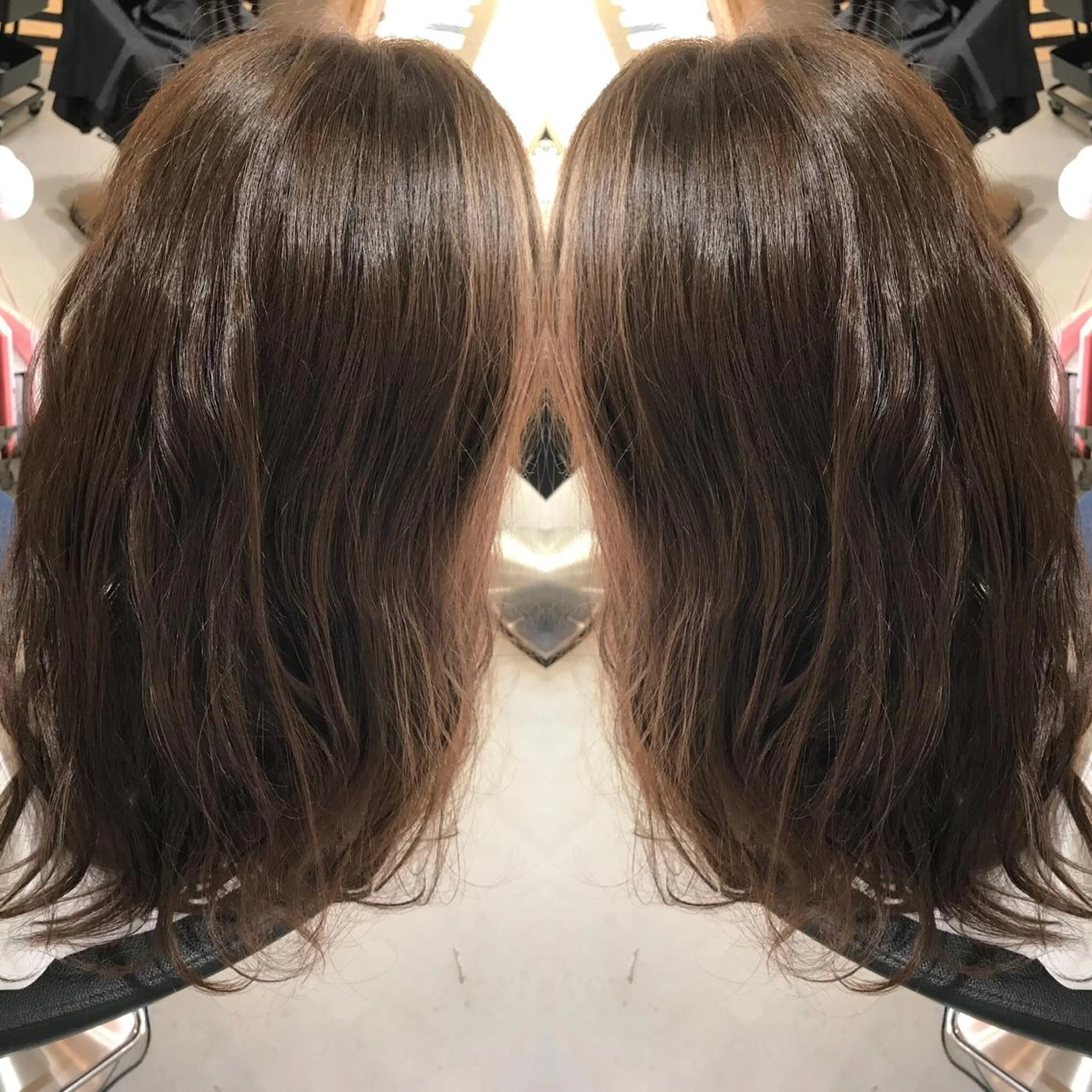 セミロング カラー ブリーチ 透明感カラー ブリーチなしカラー オレンジ 大久保 隆蔵のヘアスタイル