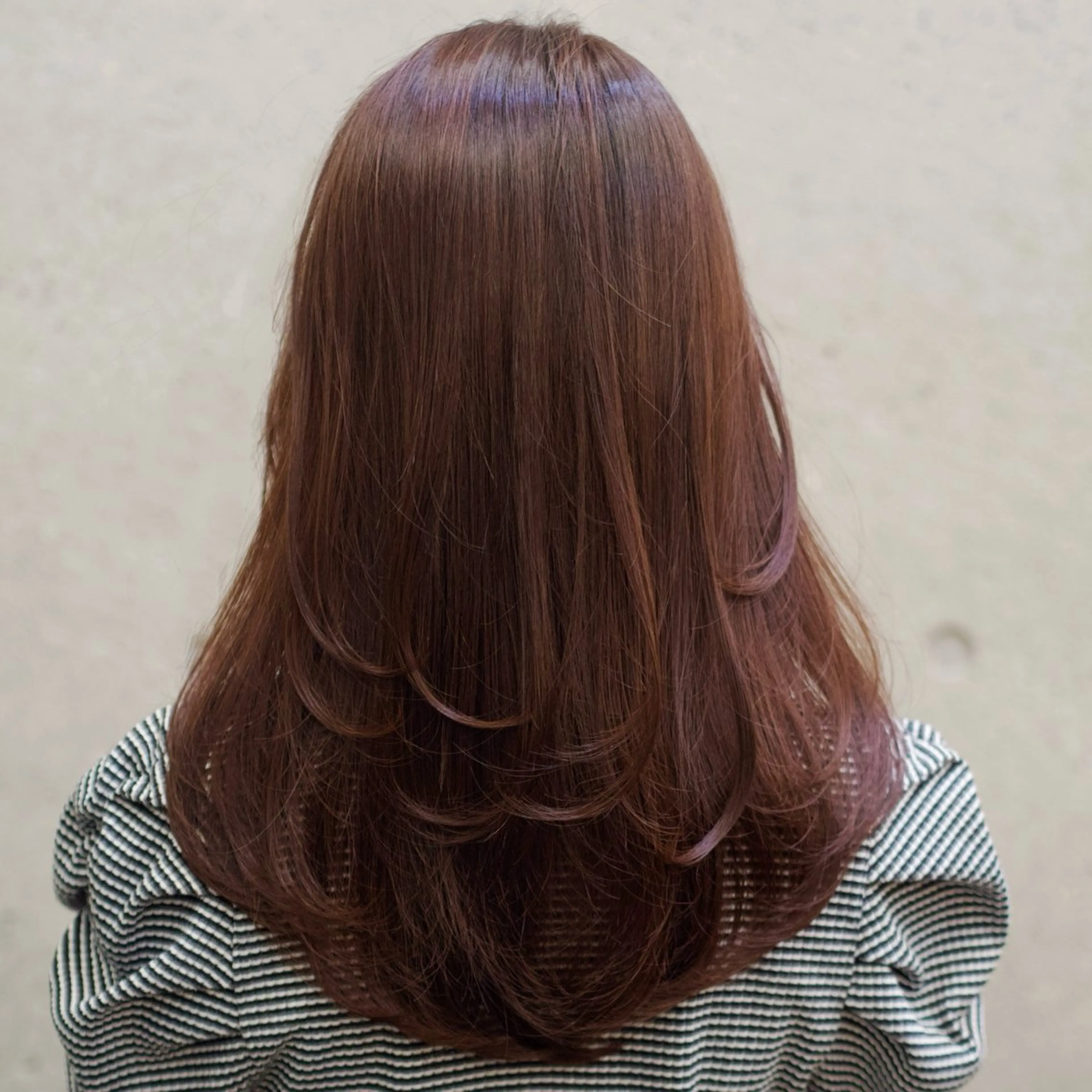 セミロング カラー 透明感カラー オレンジ ヘアカラー トリートメント AIN.ANLY 明治神宮前所属・ムツキ/品のある 艶カラー/縮毛矯正のヘアスタイル