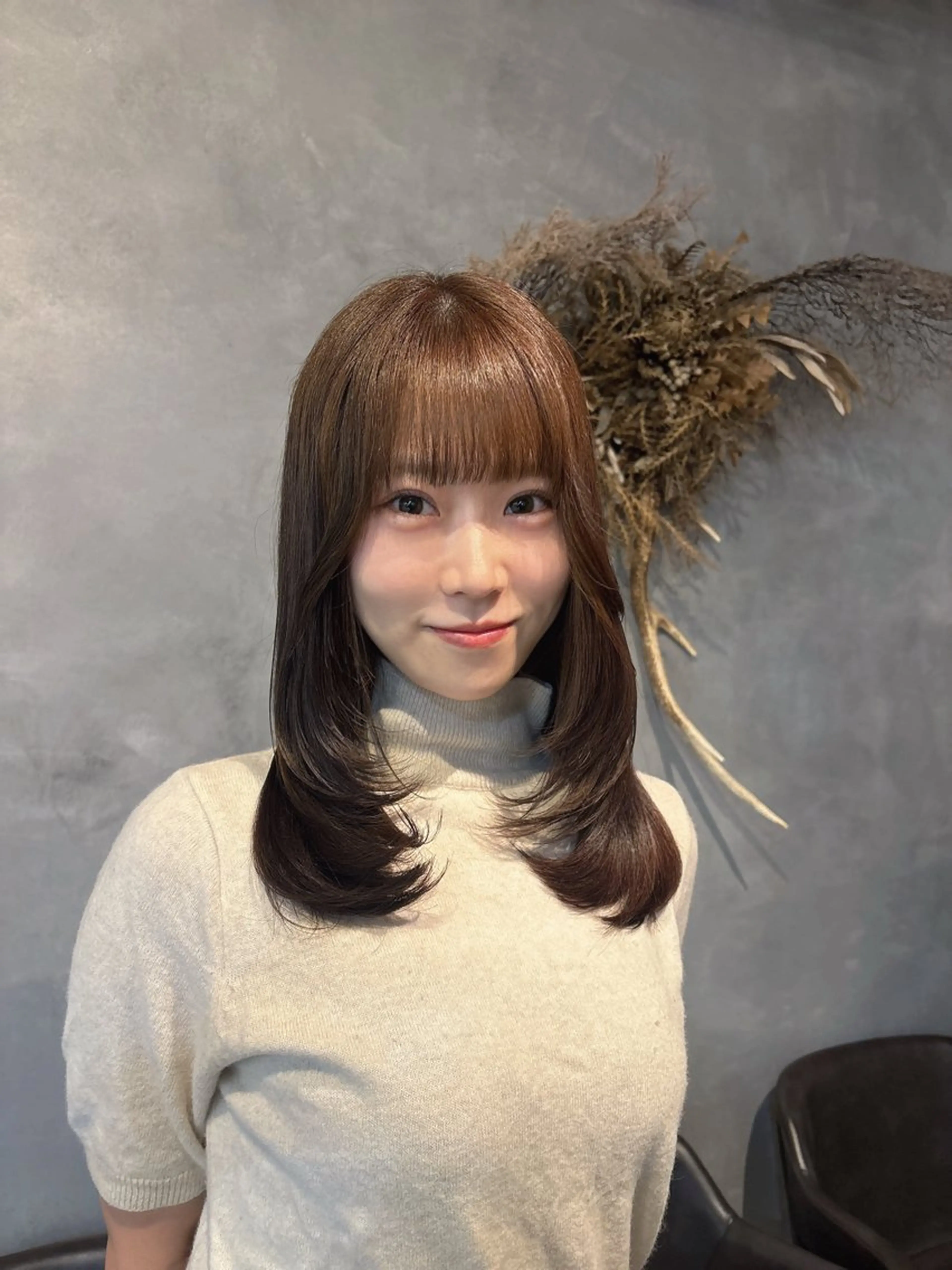 セミロング ヘアカラー 艶カラー🫧/韓国 レイヤー/愛珠🎀のヘアスタイル