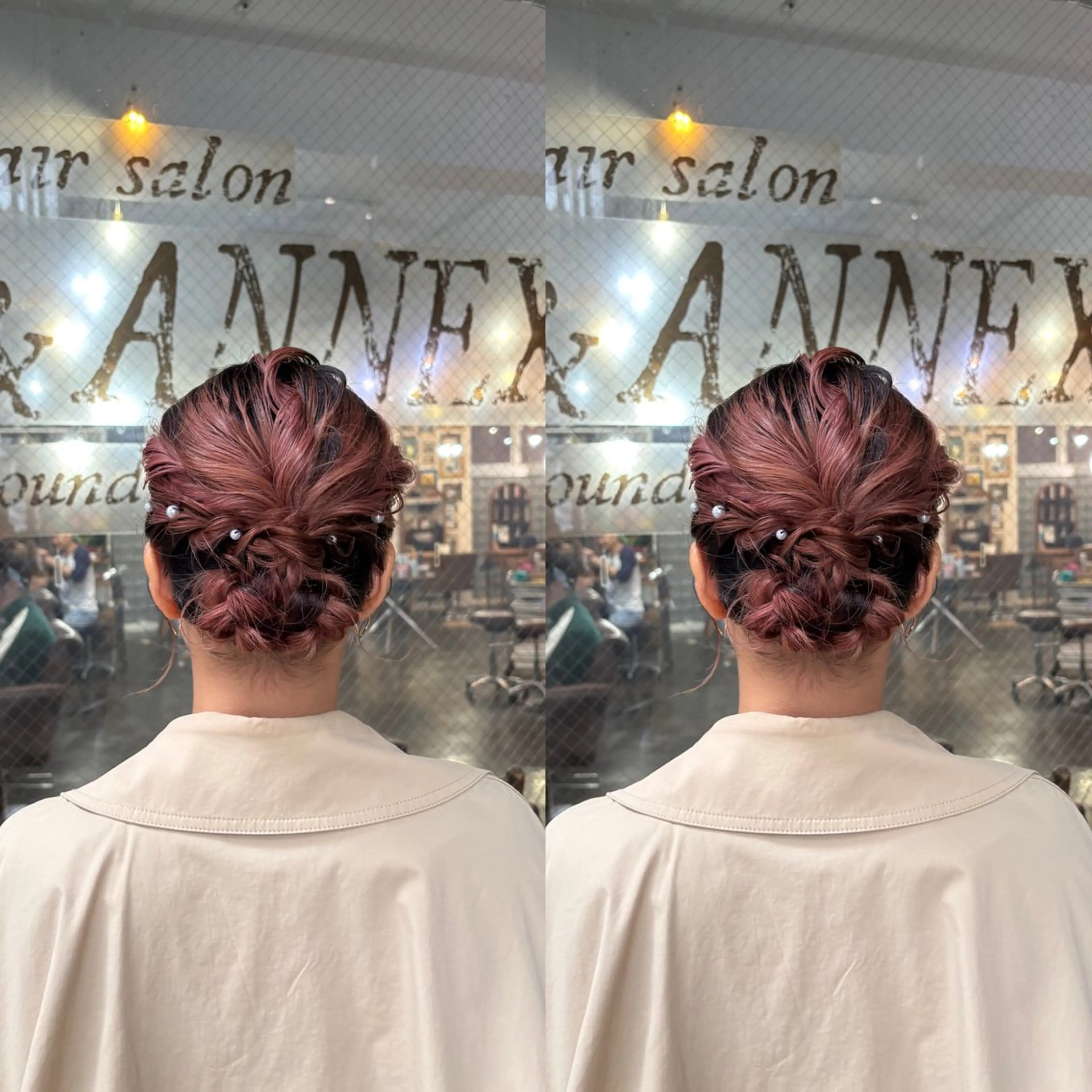 ミディアム ヘアアレンジ ヘアセット 💎ハイトーン/艶 カラー モエカ💎のヘアスタイル