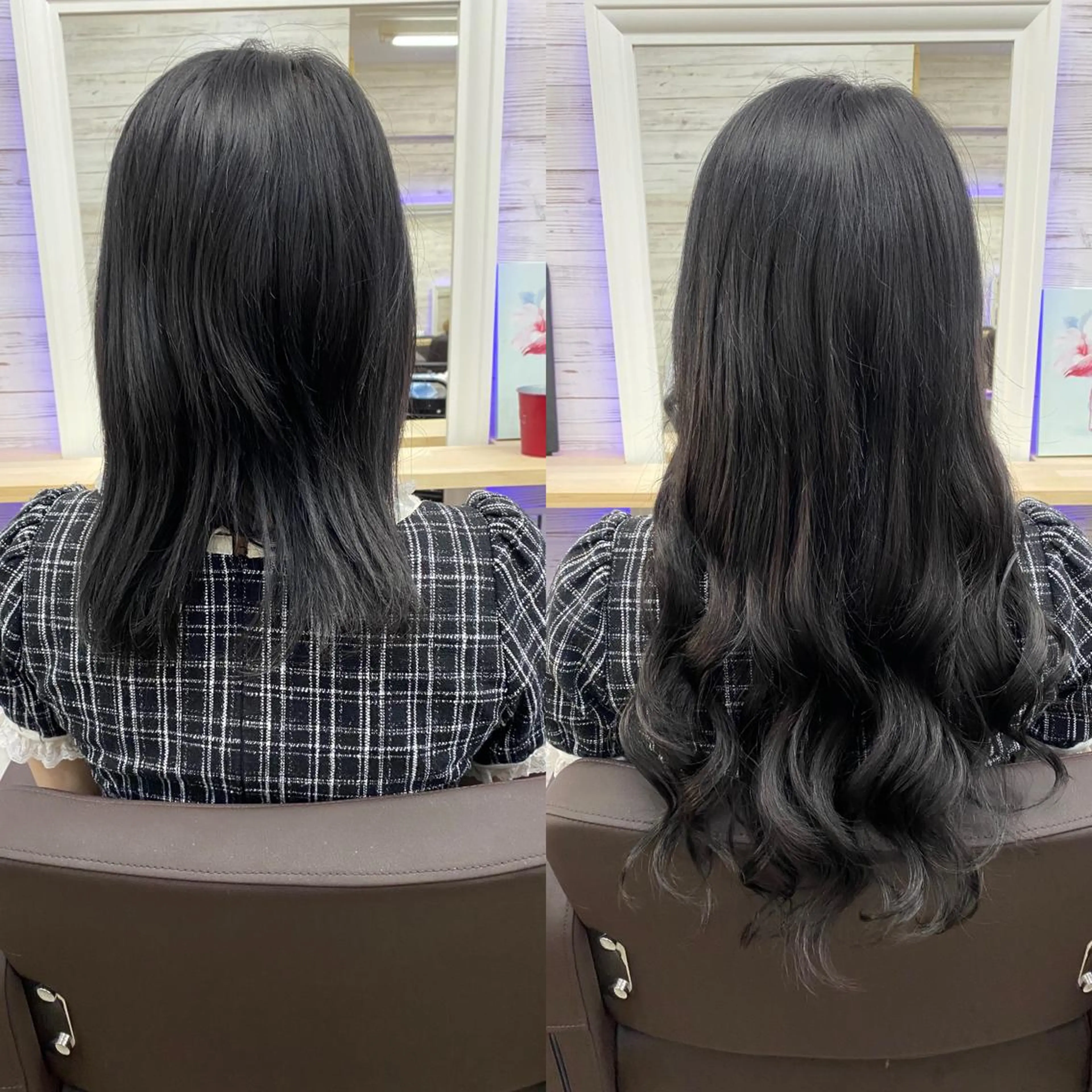 ロング カラー ヘアアレンジ ショートボブ 編み込みエクステ シールエクステ バレイヤージュ 透明感カラー LAVENDIA 初音のヘアスタイル