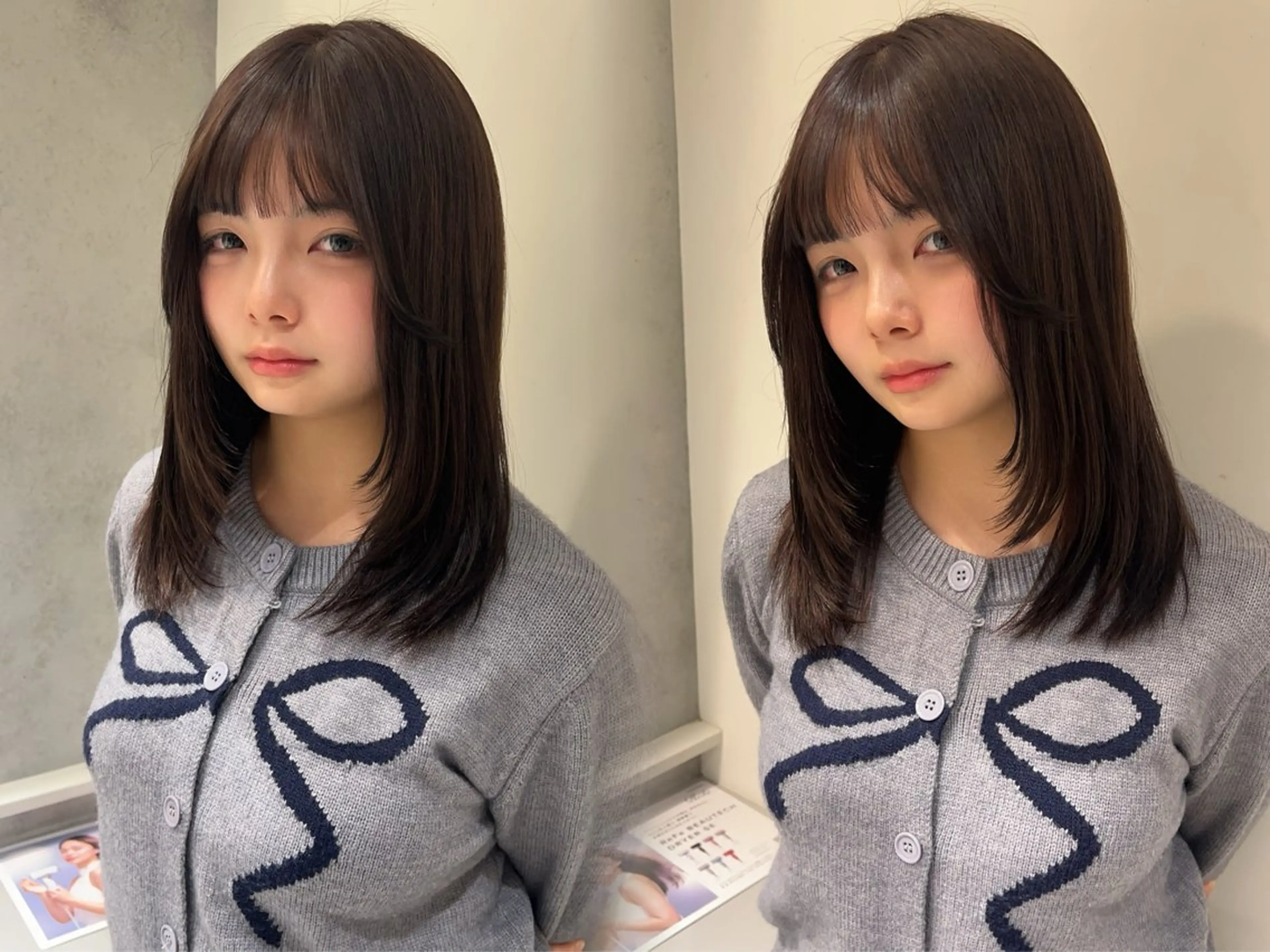セミロング カラー グレージュ 顔周りカット レイヤーカット ayaka🫧 梅田ダブルカラーのヘアスタイル