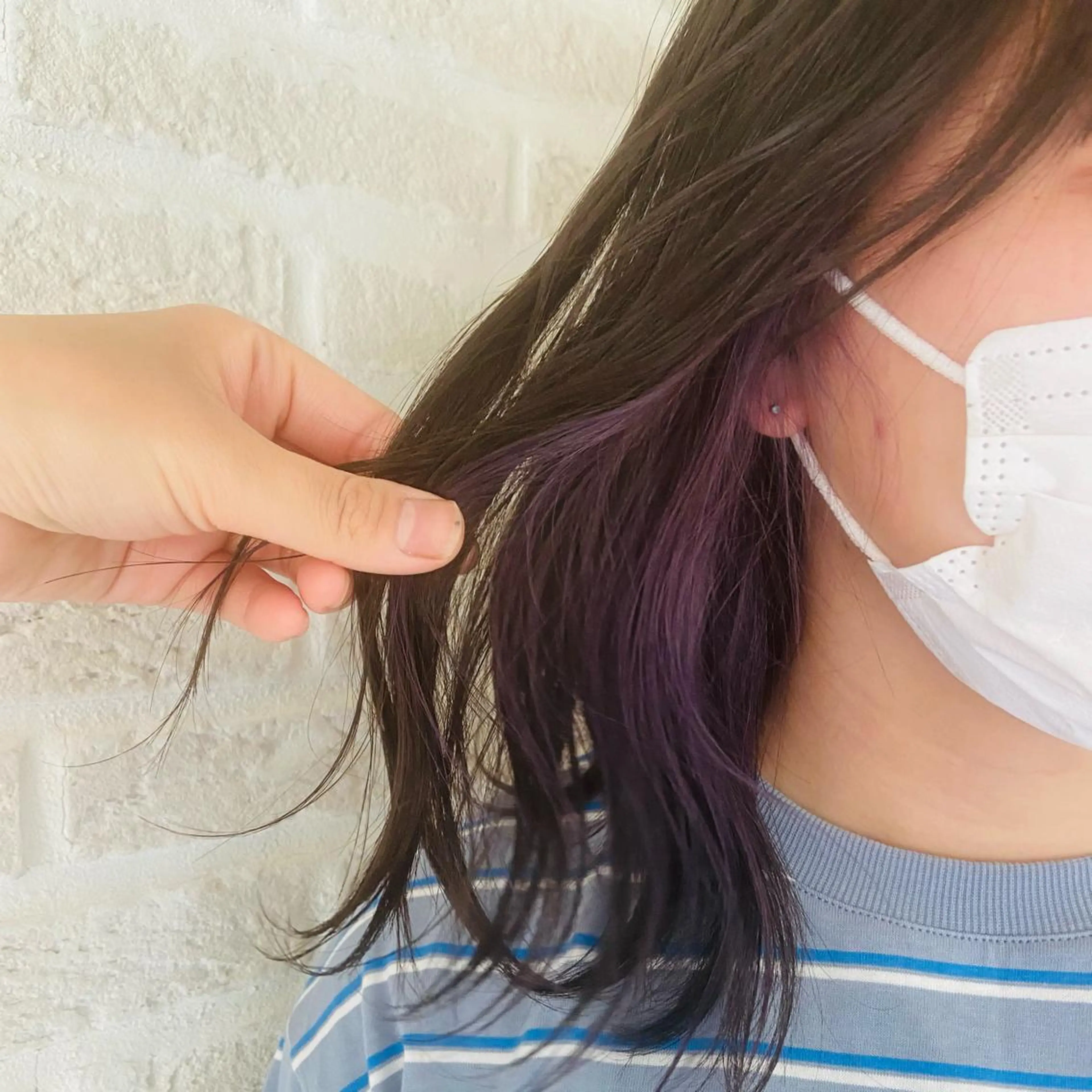 ミディアム カラー ヘアアレンジ ブリーチ パープルカラー 北岡 慶子 大宮駅西口徒歩3分のヘアスタイル